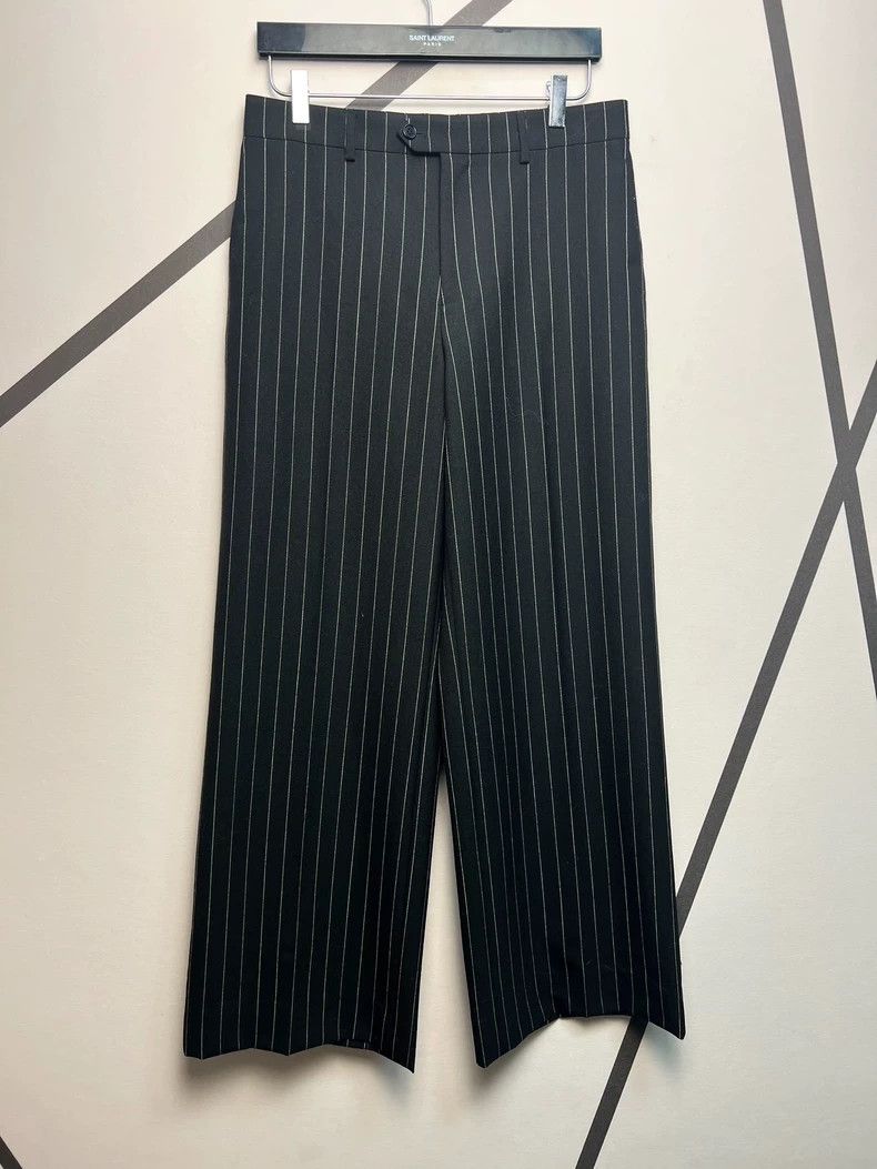 Celine Celine size US 48 Silver-striped wool straight-leg flared Size US 32 / EU 48 - 1 Thumbnail