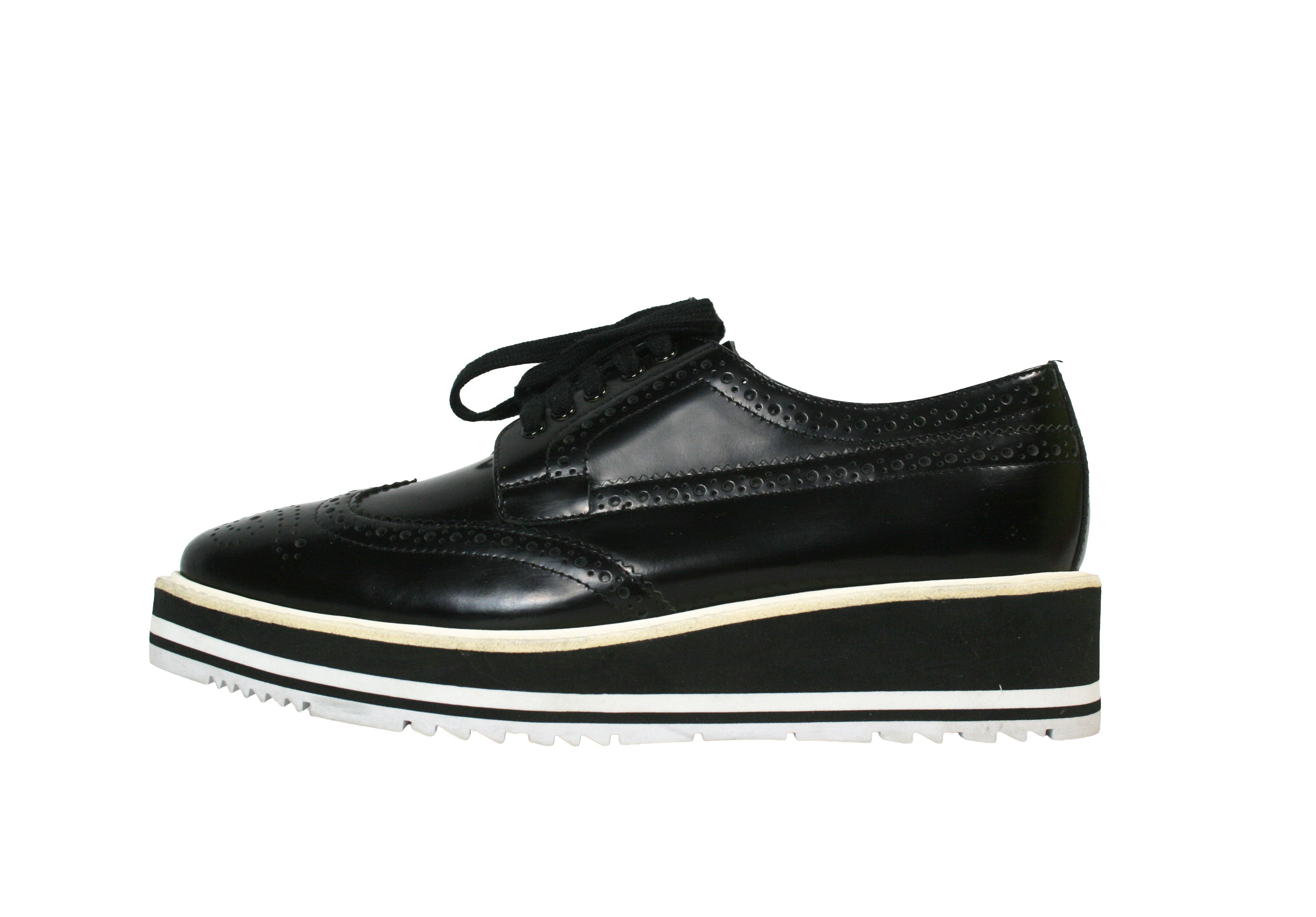 Prada Wingtip Brogue Platform Patent Leather Derby Size US 7 / IT 37 - 2 Thumbnail