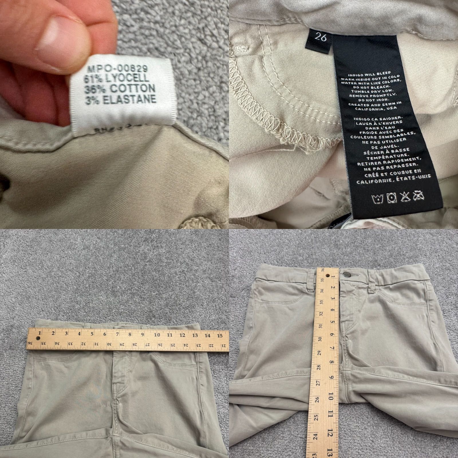J Brand J Brand Jeans Anja Clean Cuffed Cropped Sateen Skinny Denim Womens 27 Beige City Grunge Streetwear River? Size 27" / US 4 / IT 40 - 8 Thumbnail