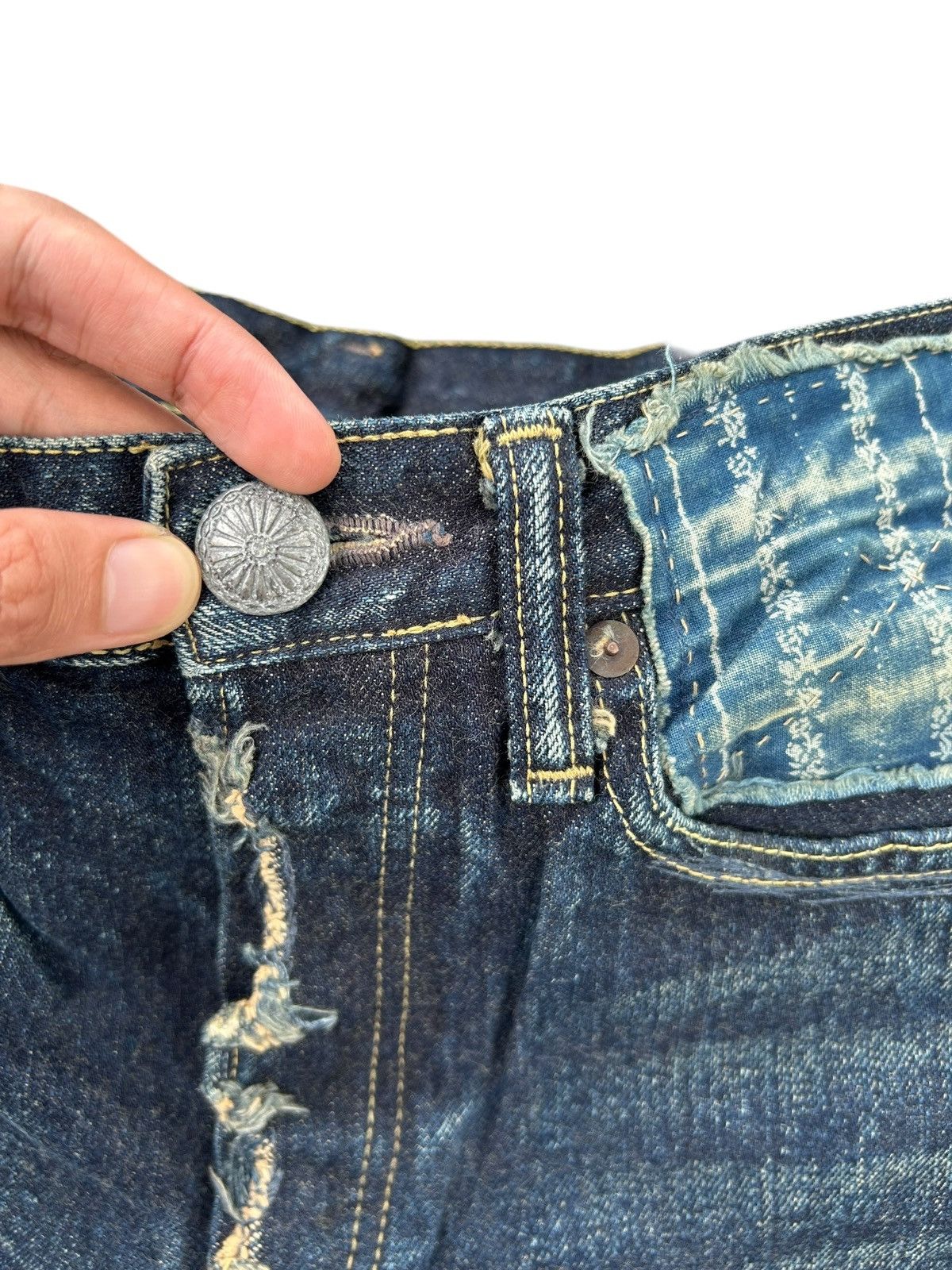 Kapital Kapital Kountry BORO Selvedge Denim Shorts (Kiro Hirata) Size US 31 - 5 Thumbnail