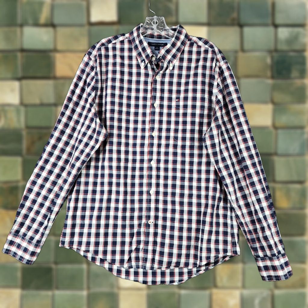 Tommy Hilfiger TOMMY HILFIGER Button-Up Shirt Mens Plaid Long Sleeve Size L Multicolor Blue Red Patterned Shirt Mens BMI Size US L / EU 52-54 / 3 - 1 Thumbnail