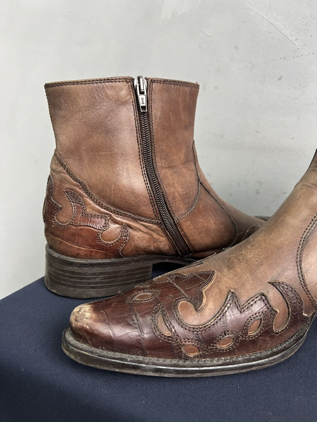 Western Rise Western Brown Leather Chelsea Boots guidi style Y2K Size US 9 / EU 42 - 8 Thumbnail