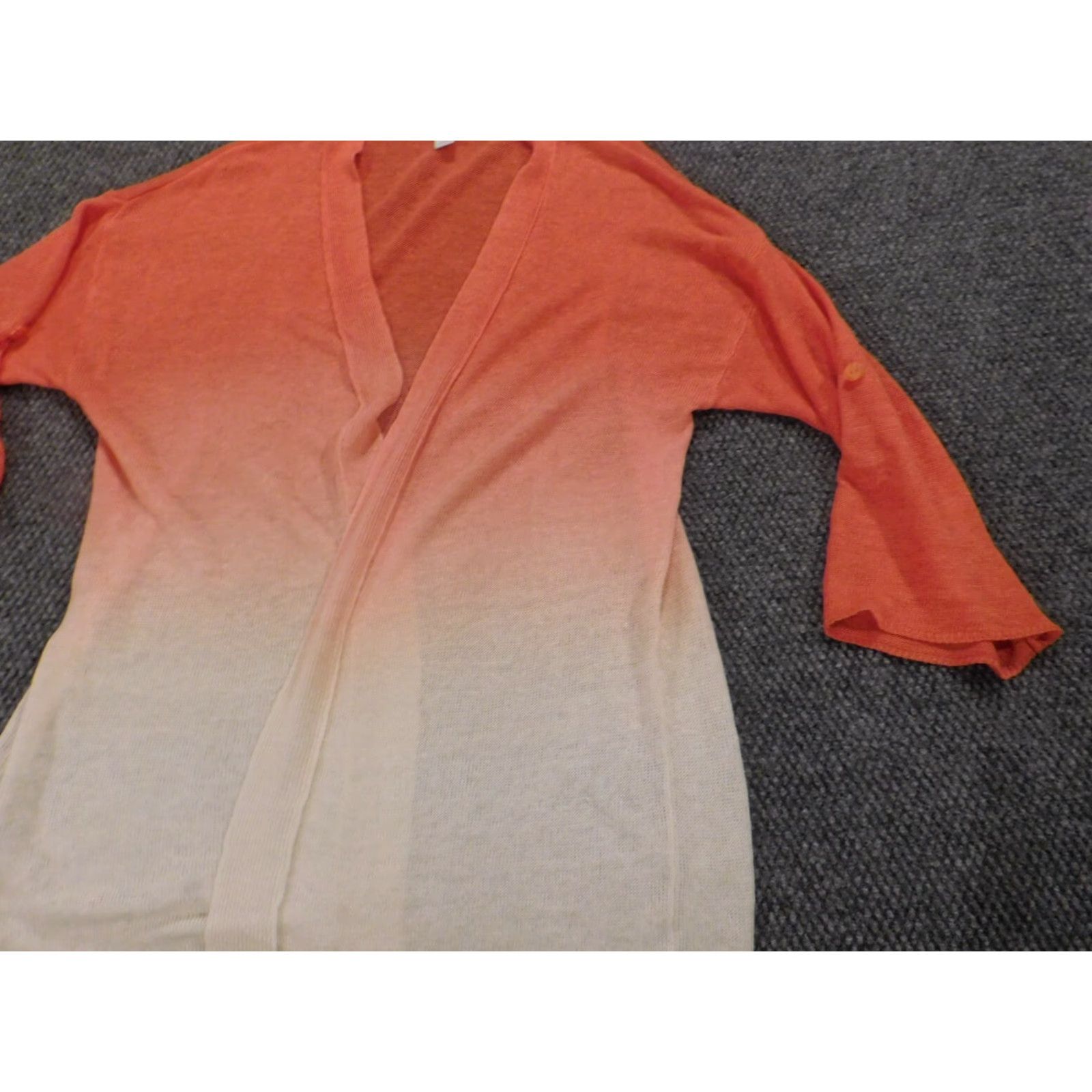 Vintage Chico's Cardigan Sweater Women 2 Pink Linen Knit Ruffle Long Sleeve Round Neck Pullover Regular Fit Size XS / US 0-2 / IT 36-38 - 2 Thumbnail