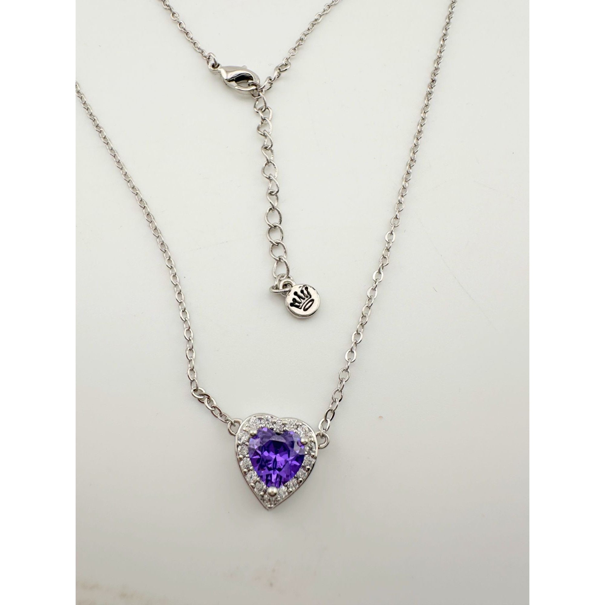 Other Amethyst and White Topaz Heart Shaped Halo Necklace Size ONE SIZE - 4 Thumbnail