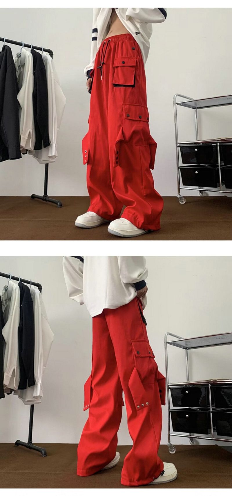 Japanese Brand × Vintage American Style Wide-leg Cargo Pants For Men Spring Autumn Size US 32 / EU 48 - 4 Thumbnail