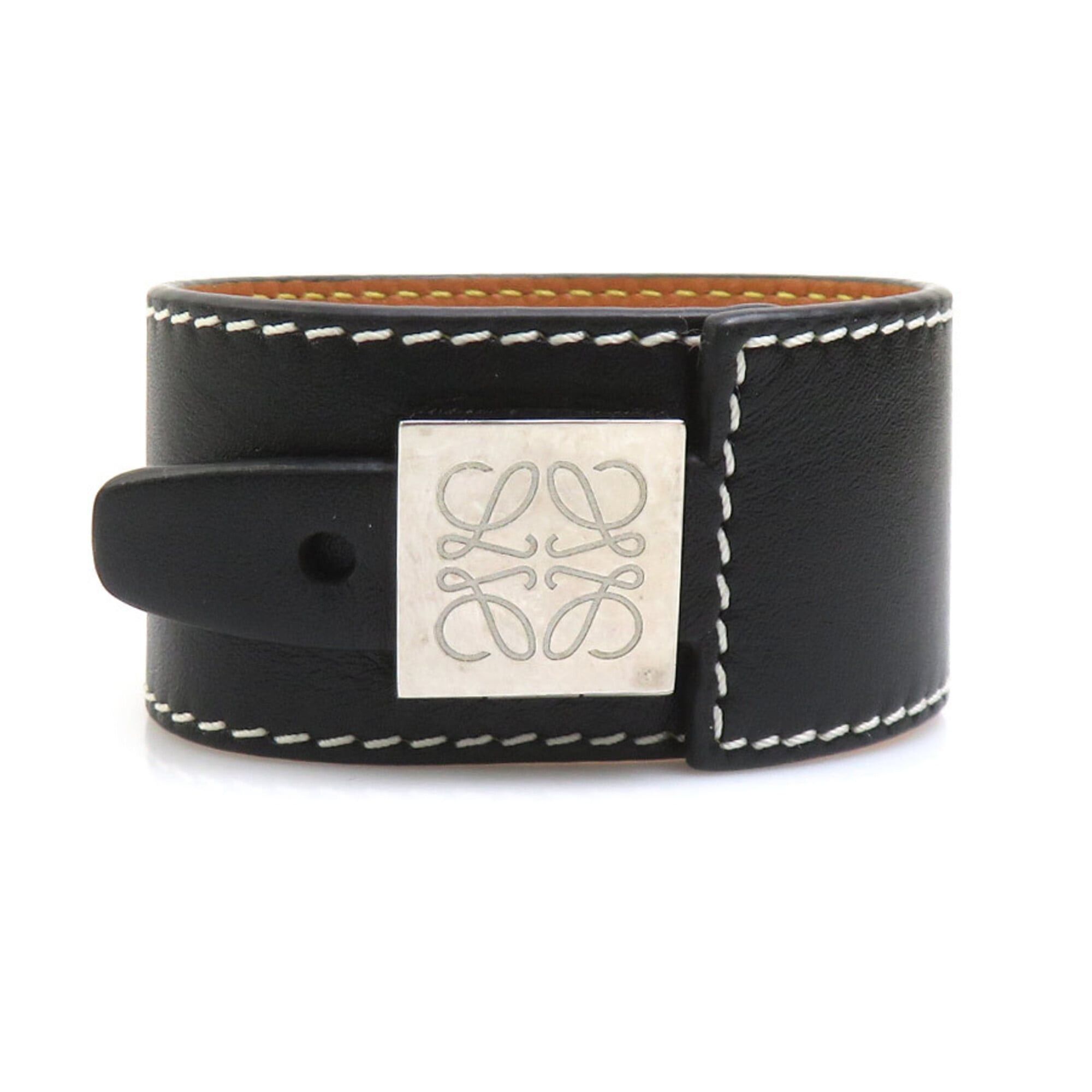 Loewe Loewe Anagram Bracelet, Leather, Metal, Black, Silver, Women's, e61780a Size ONE SIZE - 1 Thumbnail
