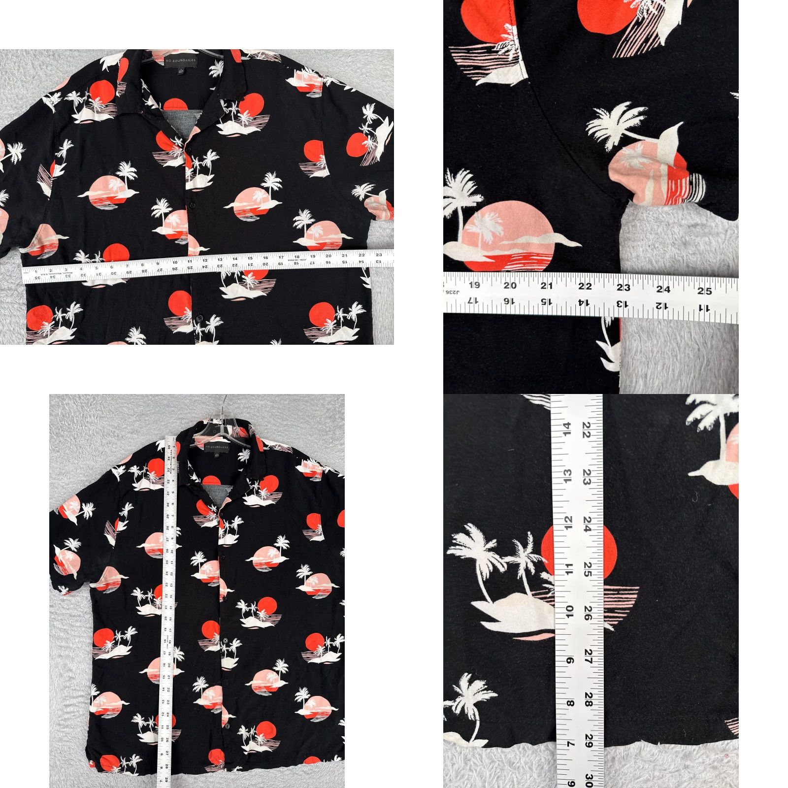 Vintage No Boundaries Shirt Men XL Black Sunset AOP 100% Rayon Hawaiian Beach Vacation Party/Cocktail Spring Summer Fall Winter Casual Size US XL / EU 56 / 4 - 8 Thumbnail
