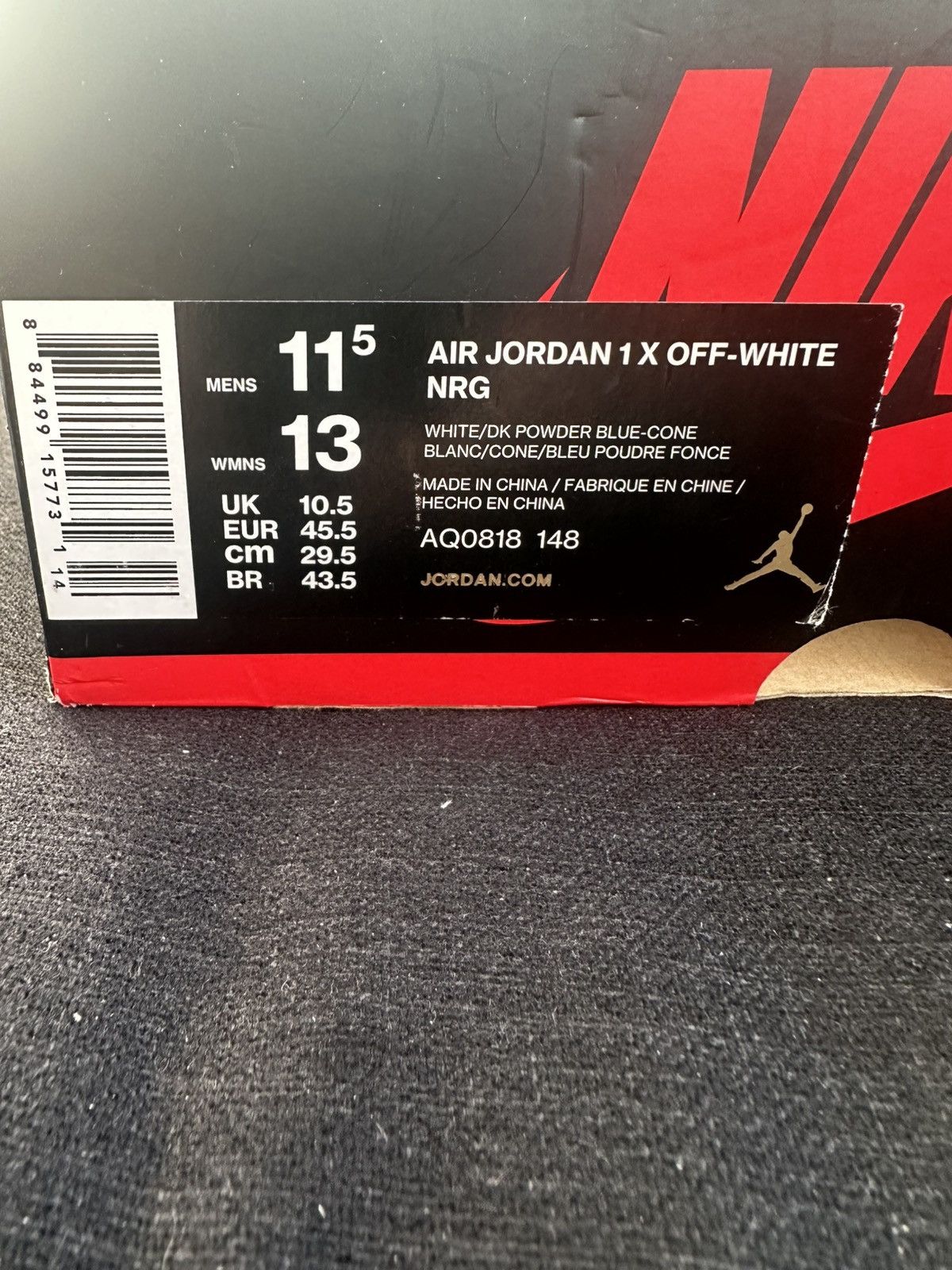 Jordan Brand × Off-White Off-White Jordan 1 Retro High OG “UNC” Size US 11.5 / EU 44-45 - 9 Thumbnail