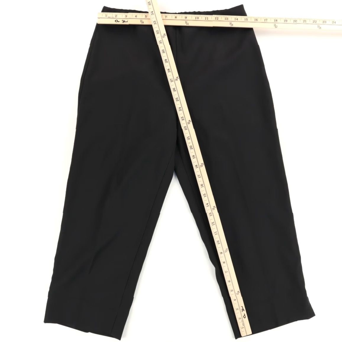 Vintage Krazy Larry Stretch Wide Leg Crop Career Pants Black Women's 6 Size 28" / US 6 / IT 42 - 3 Thumbnail