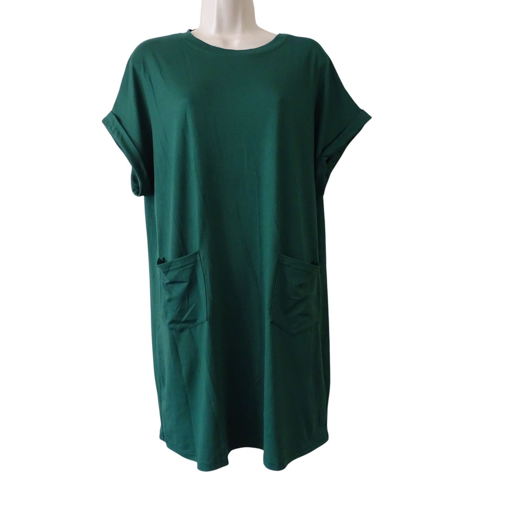 Shein Shein Green Short Sleeve Casual T-Shirt Dress Pockets Size M Size M / US 6-8 / IT 42-44 - 1 Thumbnail