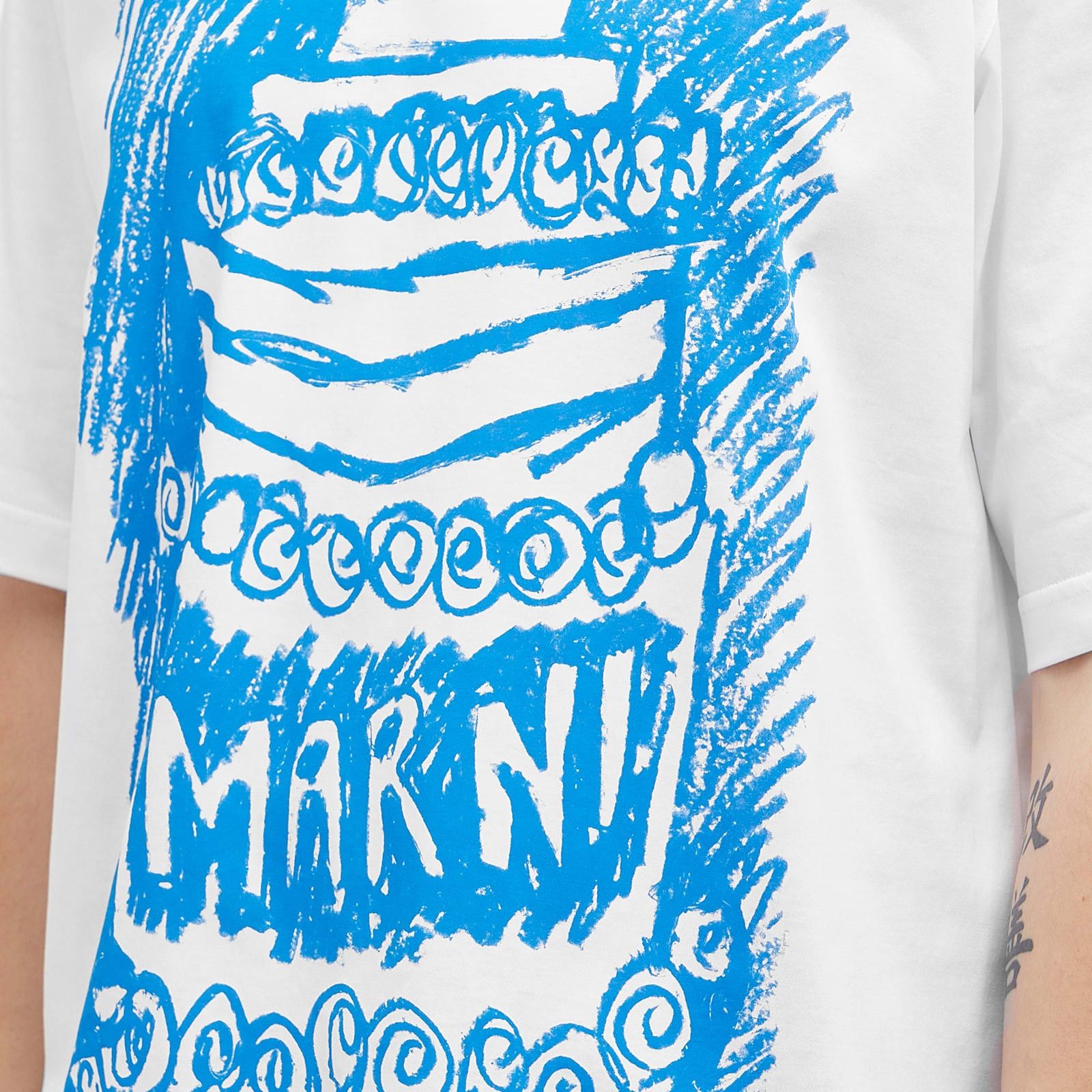 Marni o1f1d3z1125 Anniversary T-Shirt in White/Blue Size L / US 10 / IT 46 - 2 Thumbnail
