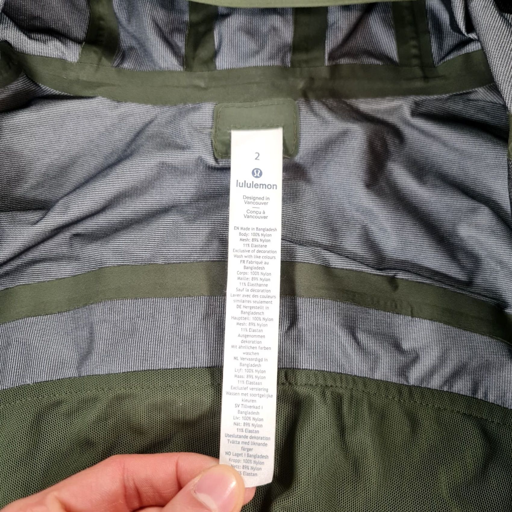 Lululemon Lululemon Womens Jacket Khaki Green 6 UK Rain Coat Waterproof Hooded Pockets Zipped Pockets Nylon Mid-Length Rain Coat Womens Size M / US 6-8 / IT 42-44 - 5 Thumbnail