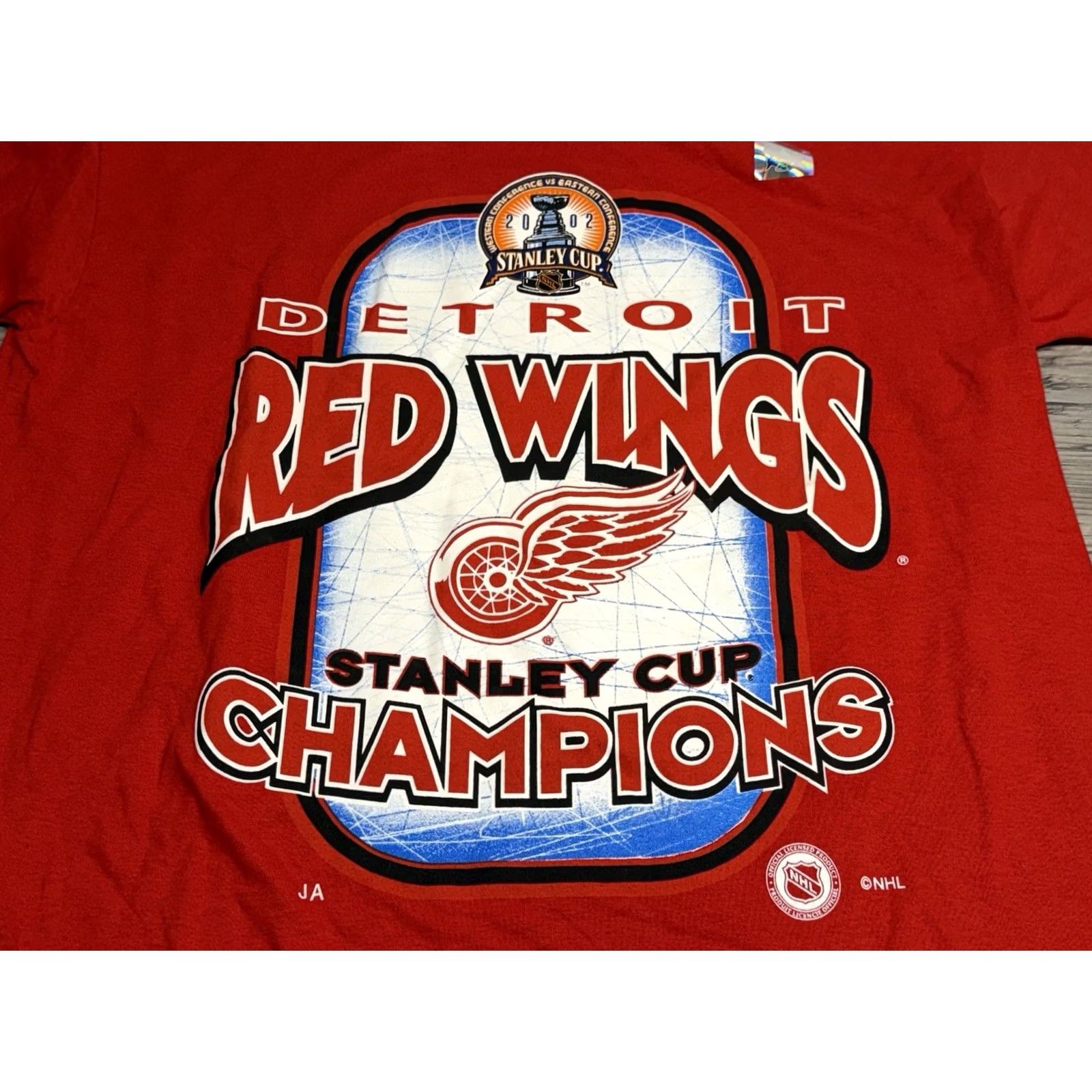 Gildan VINTAGE 2002 Detroit Red Wings T-Shirt Size L Red Stanley Cup Champions NHL NWT Size US L / EU 52-54 / 3 - 3 Thumbnail