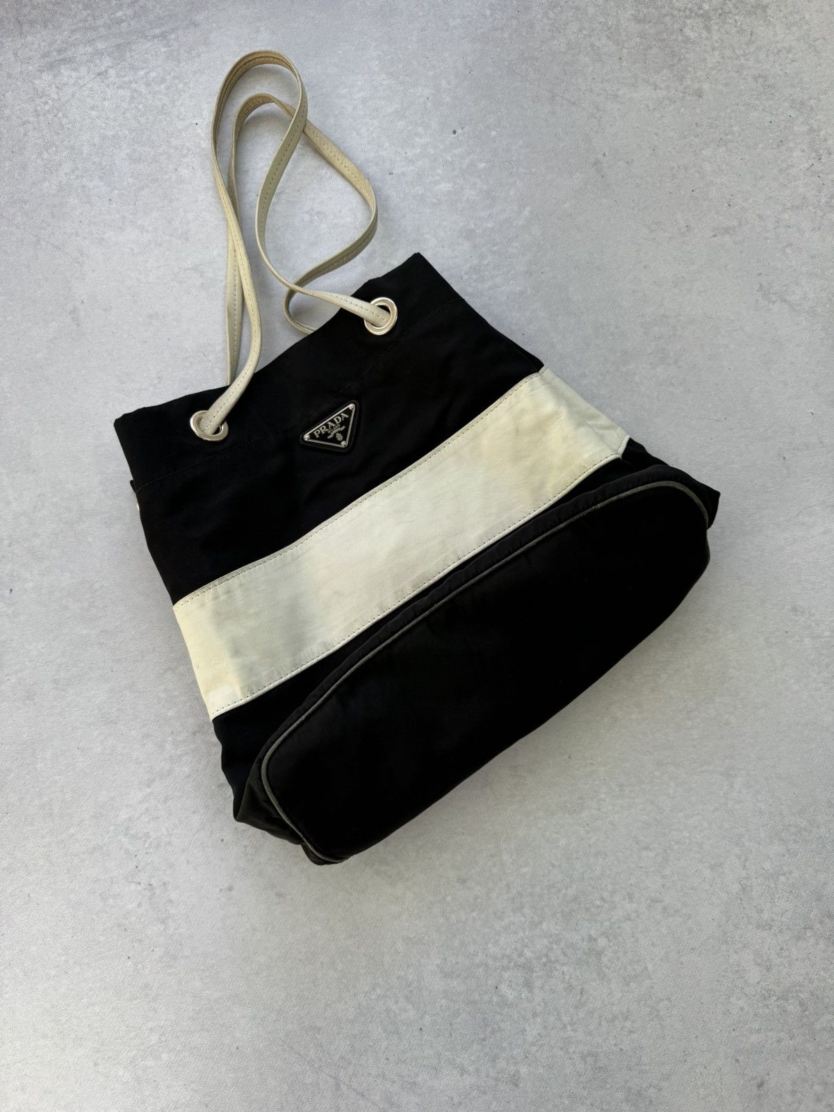 Prada Prada Nylon Totes Bag Black And White Lampo Furniture Size ONE SIZE - 6 Thumbnail