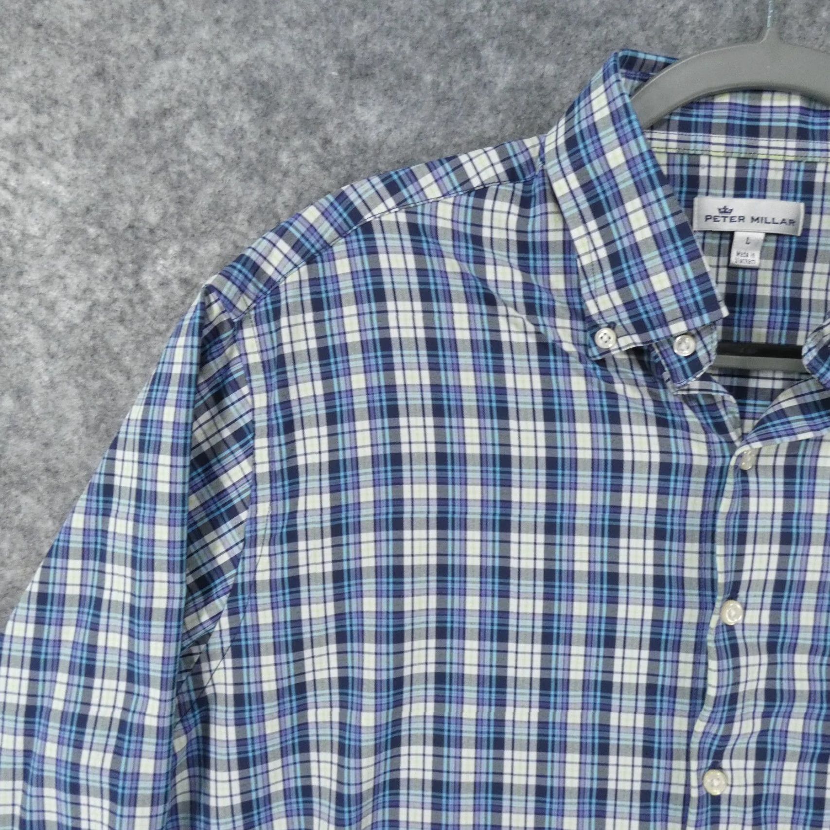 Peter Millar Peter Millar Shirt Men L Long Sleeve Button Up Blue Plaid Lightweight Size US L / EU 52-54 / 3 - 3 Thumbnail