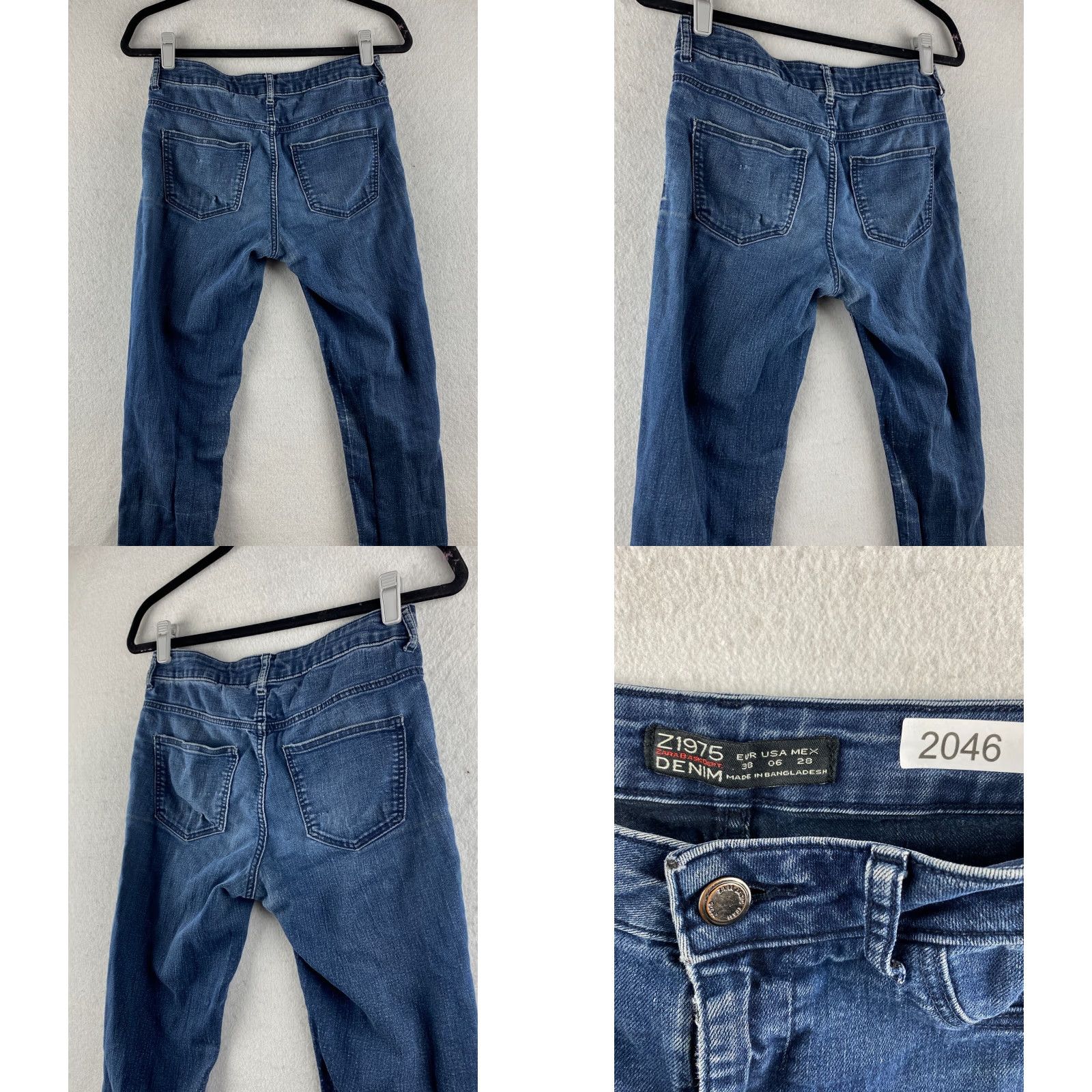 Zara Zara Jeans Womens 6 Blue Skinny stretch Denim Dark Wash Distressed Pant Jeans Silhouette 28x29 Mens? Size 28" / US 6 / IT 42 - 10 Thumbnail