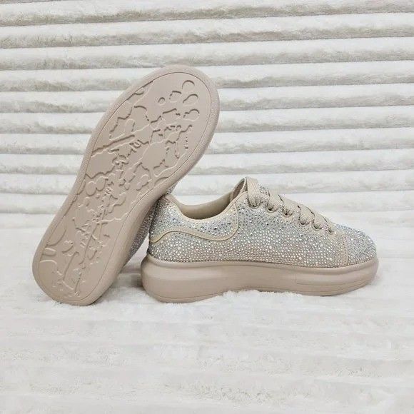 Other Cush Baby Nude Beige Rhinestone Sneakers Tennis Shoes (US Sh Size US 6 / IT 36 - 7 Thumbnail