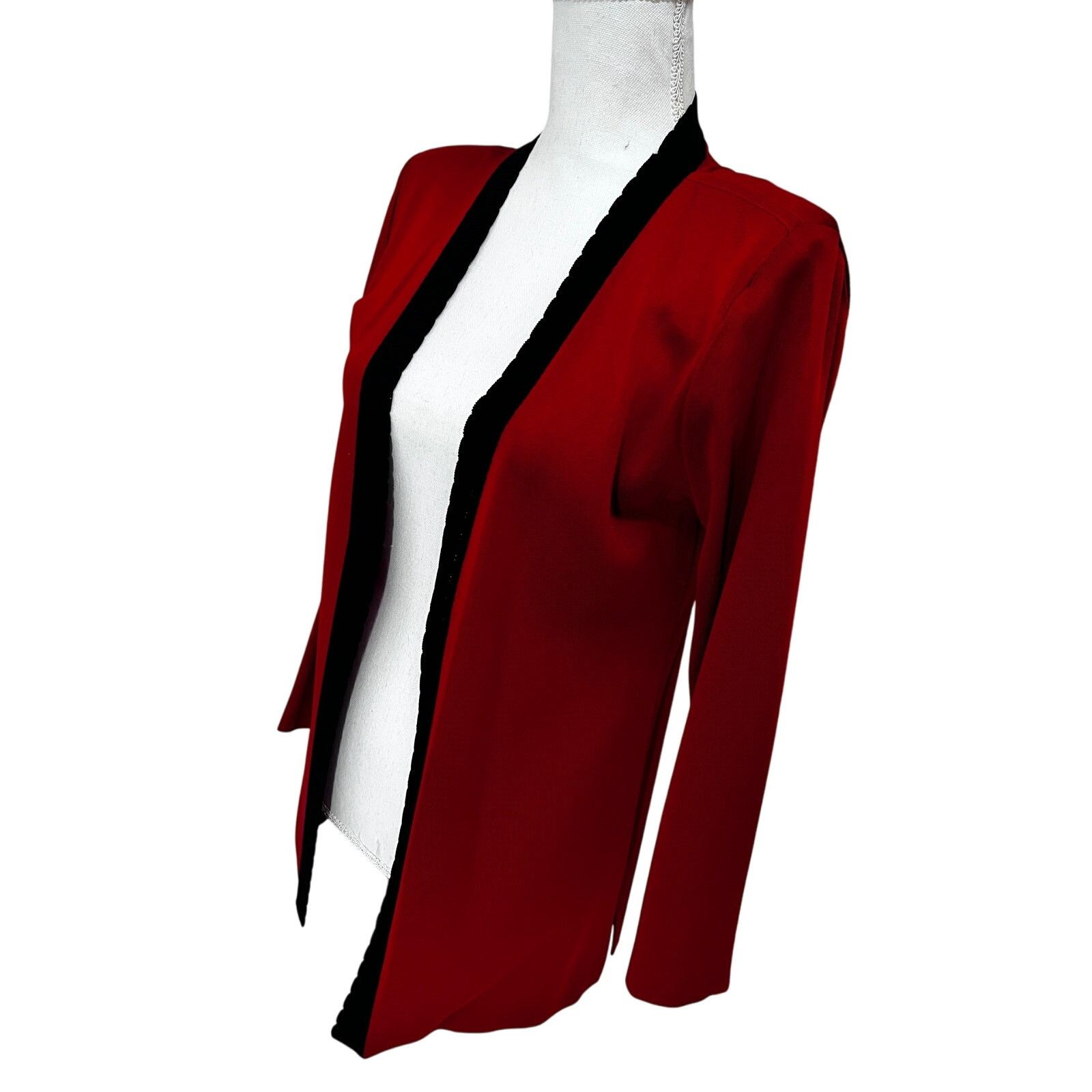 Vintage Misook Petite Vintage Red Black Cardigan Sweater XS Petite Size XS / US 0-2 / IT 36-38 - 3 Thumbnail