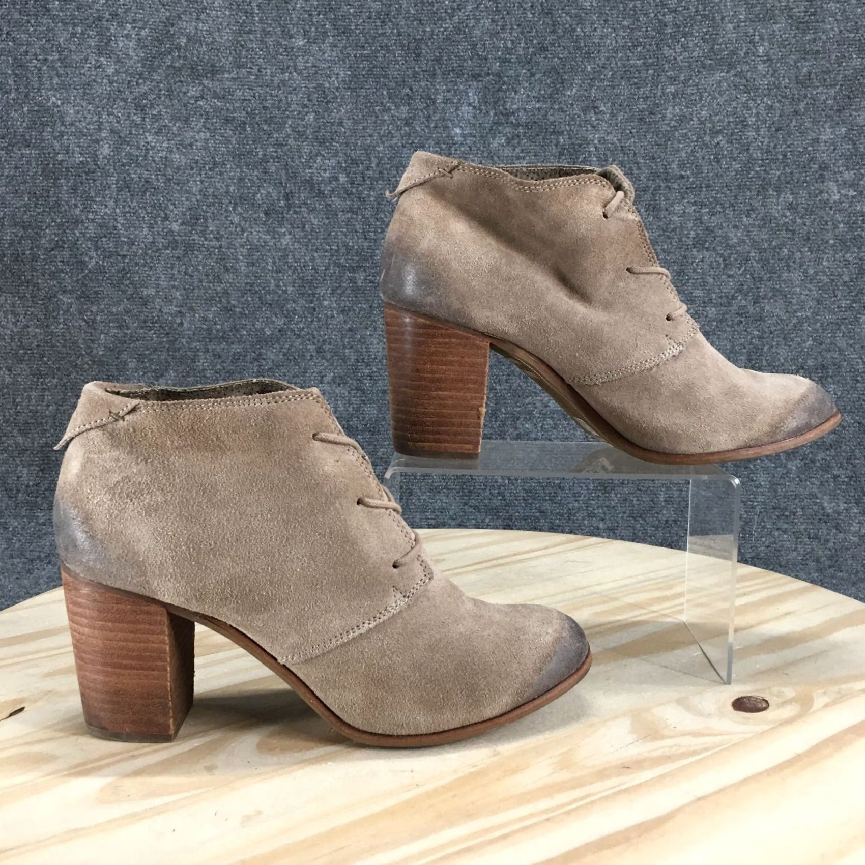 Toms TOMS Boots Womens 10 Lunata Bootie Beige Lace Up Casual Ankle Top Block 10008991 Size L / US 10 / IT 46 - 2 Thumbnail