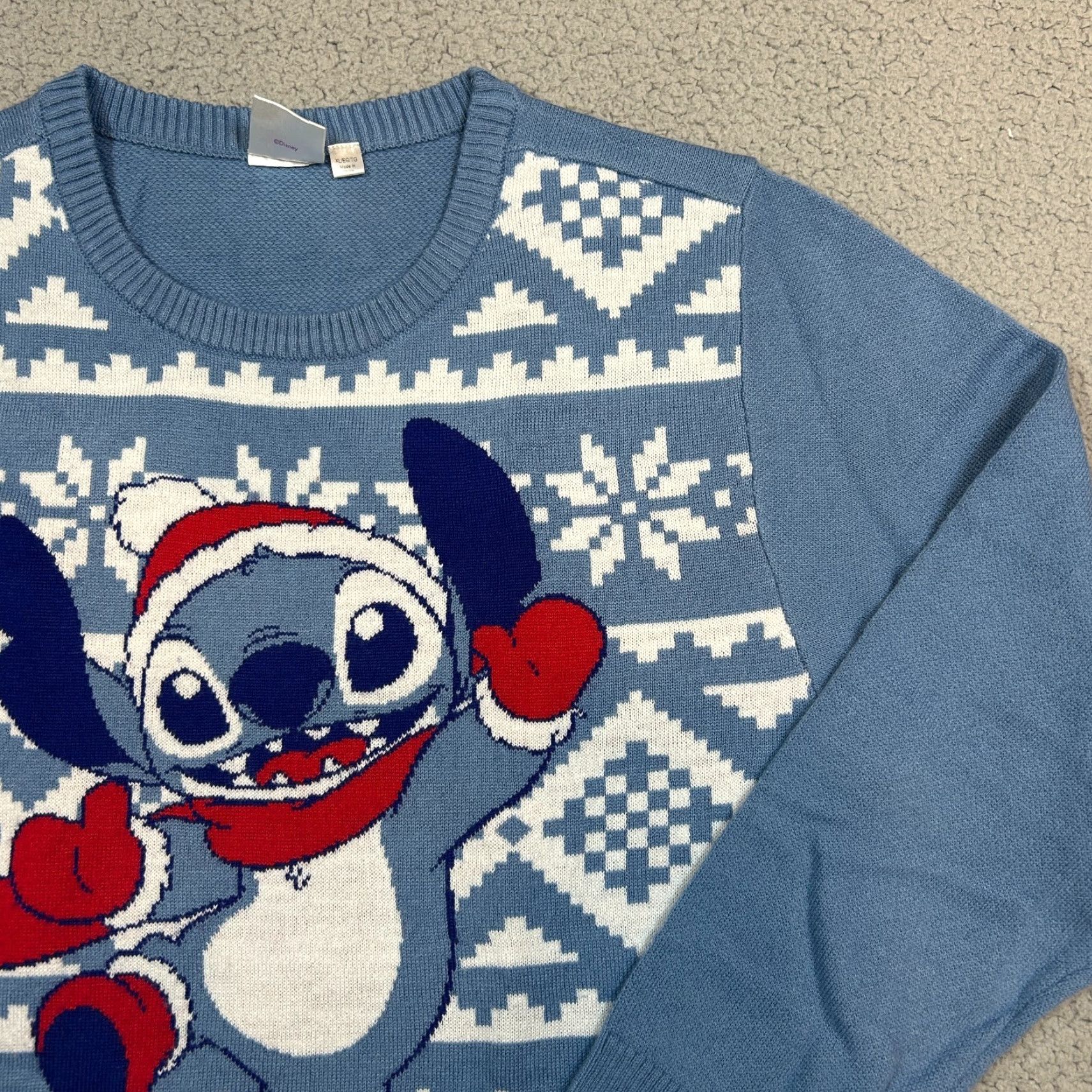 Disney Disney Sweater Womens XL Blue Christmas Fair Isle Stitch Pullover KnIT Crew Neck Casual Holiday Winter Size XL / US 12-14 / IT 48-50 - 2 Thumbnail