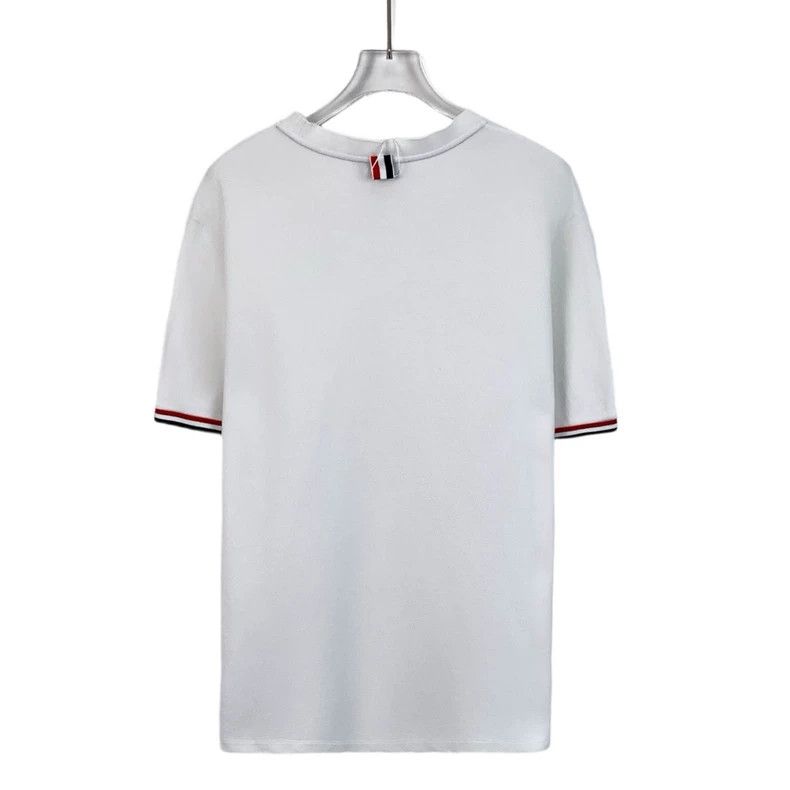 Thom Browne Thom Browne White striped sleeve-labeled cotton round-neck Size US L / EU 52-54 / 3 - 2 Thumbnail