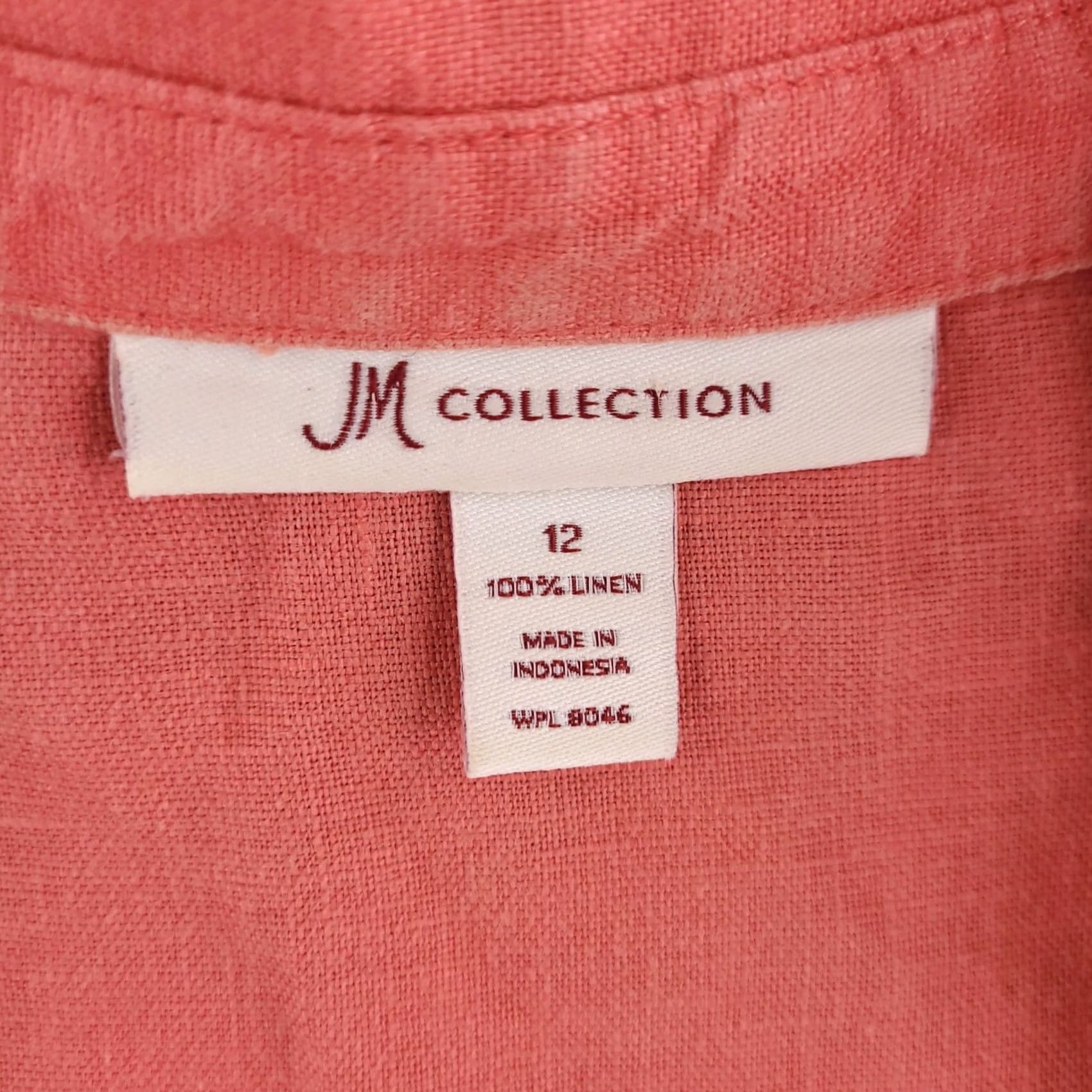 JM Collection JM Collection Linen Shirt Womens 12 Pink Button-Up Short Sleeve Collared Classic Solid Button Front 12 Womens Shirt Linen Pink Classic Size XL / US 12-14 / IT 48-50 - 4 Thumbnail