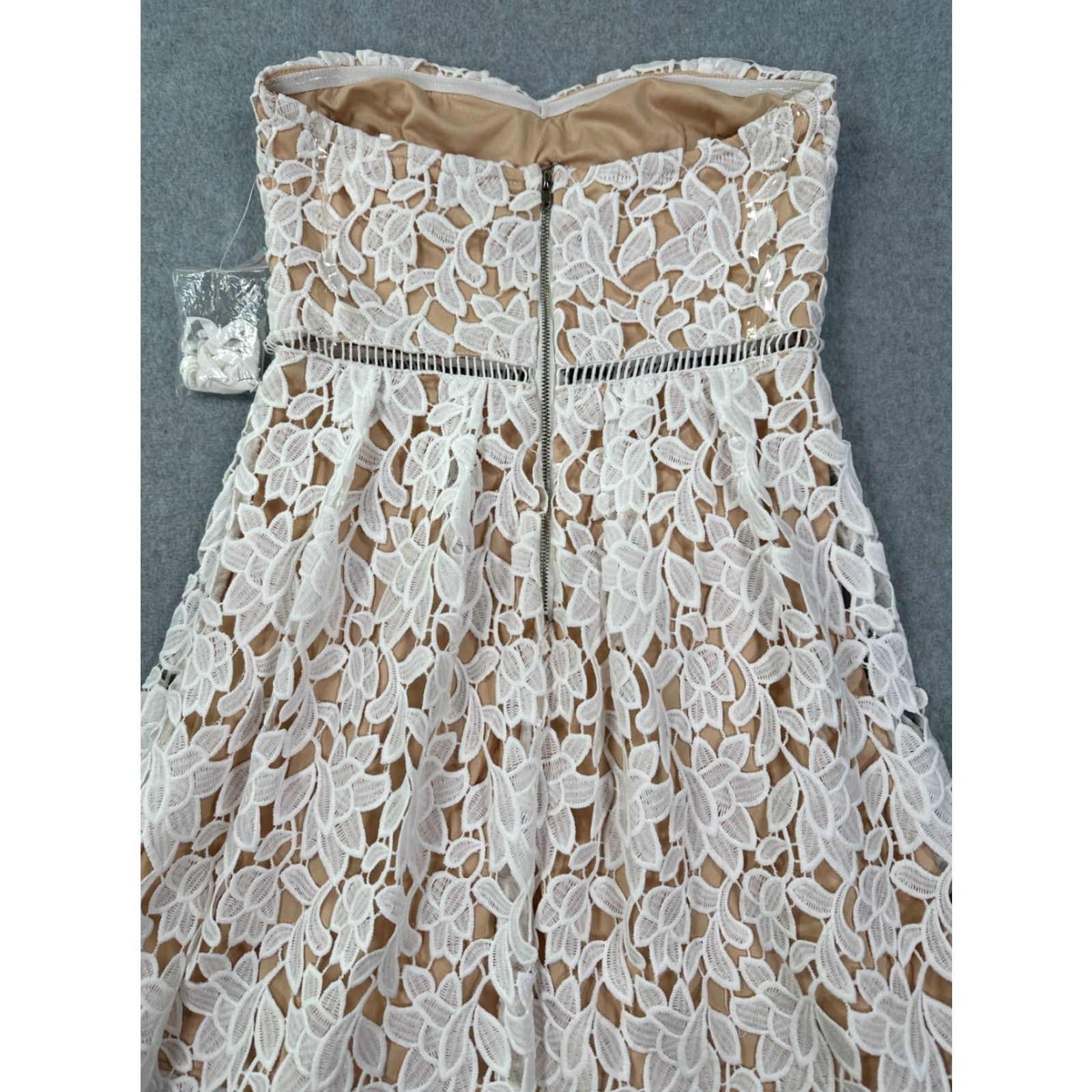 Lulus Lulu's Fit & Flare Dress Ivory Women's Lace Strapless Midi Floral Zip Dress S Size S / US 4 / IT 40 - 5 Thumbnail