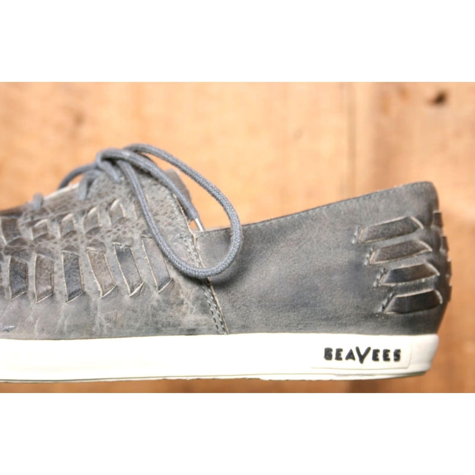 SeaVees SeaVees Huarache Slate Navy Woven Leather Sneakers Women's 8 Gray Leather Sneaker US 8 Size US 8 / IT 38 - 7 Thumbnail