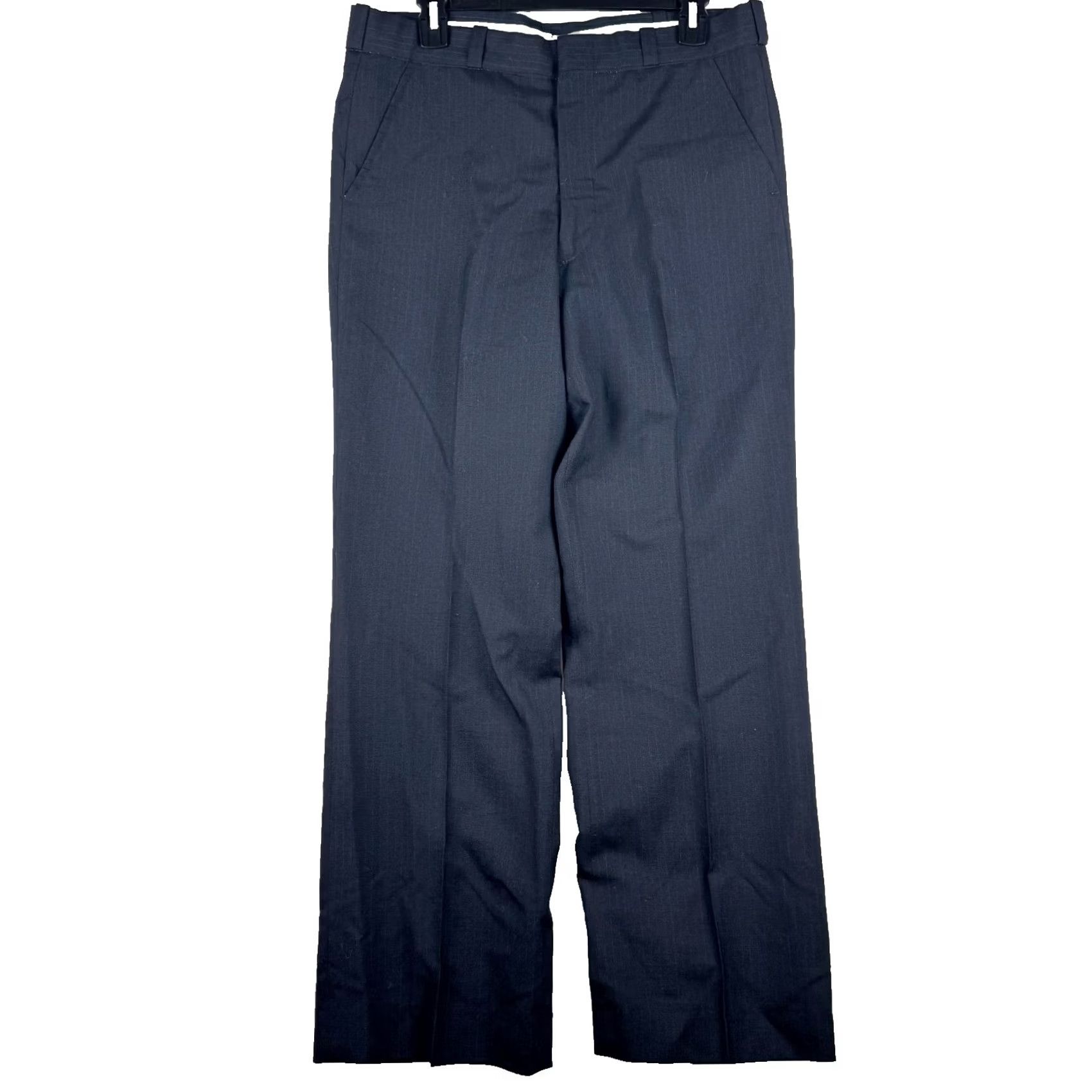 Vintage VINTAGE 60s 70s Mens 32x29 Black Pin Stripe Relaxed Trousers Pants Talon 42 Zip Pants Mens Black Pin Stripe Disco 1960s Vintage Original Mens Size US 32 / EU 48 - 2 Thumbnail
