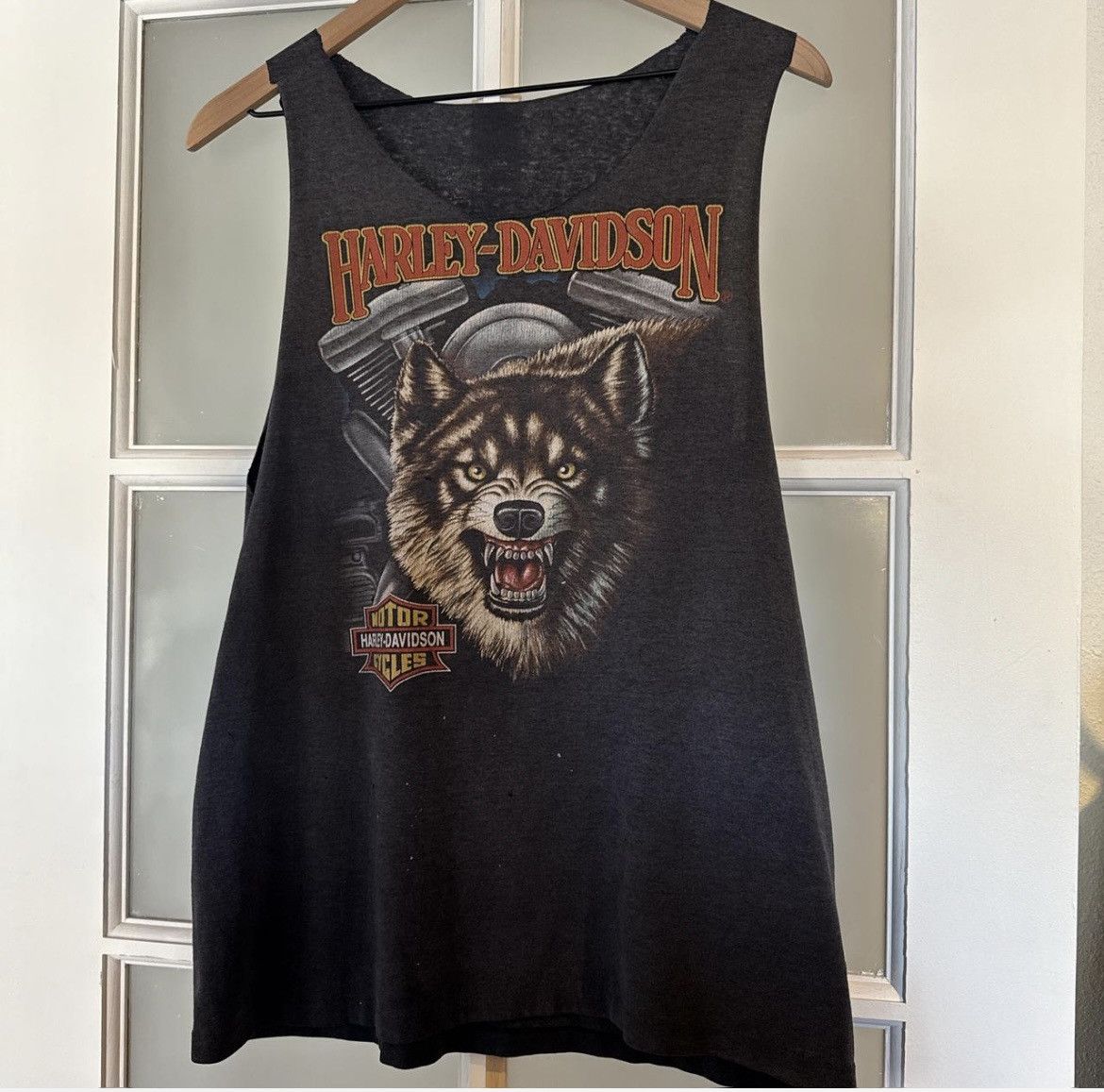 Harley Davidson 1990s Harley-Davidson Black Wolf Tank Single Stitch Size US L / EU 52-54 / 3 - 1 Thumbnail