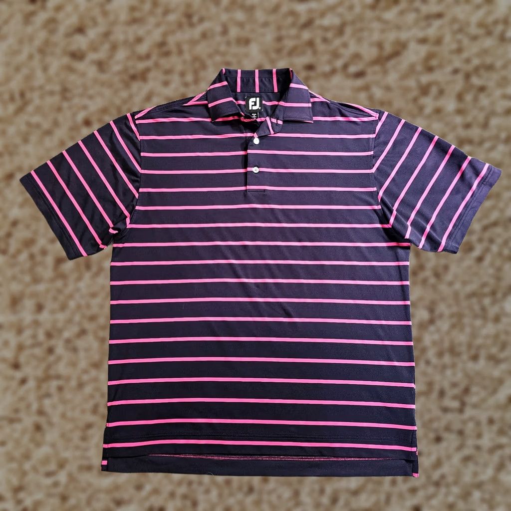 Footjoy FootJoy Polo Shirt Mens Medium Navy Blue Pink Striped Golf Performance Casual Polo Shirt Size US M / EU 48-50 / 2 - 1 Thumbnail