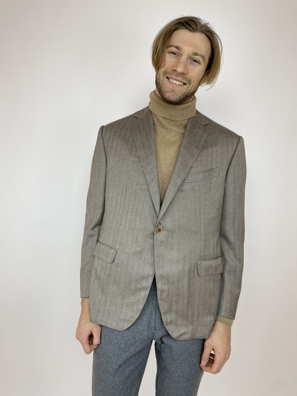 Designer × SCABAL SCABAL Cashmere Blazer one button Mens size 56R Size 46R - 2 Thumbnail
