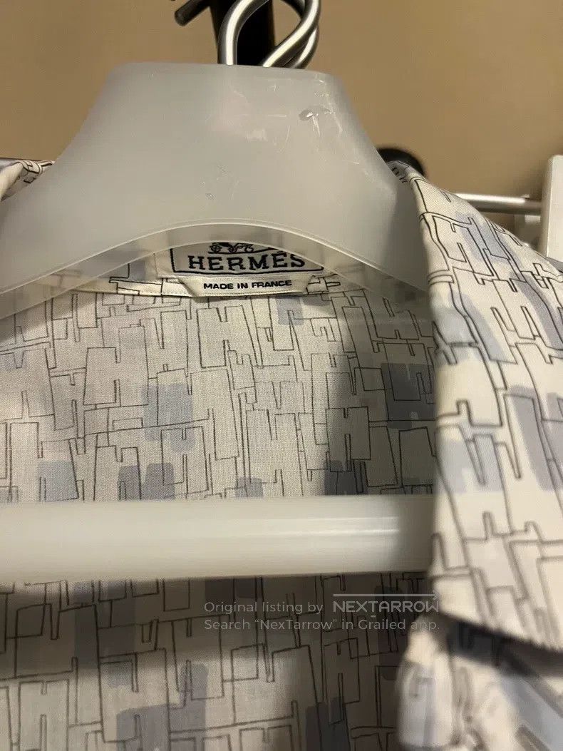 Hermes Hermes size 39 Men's cotton shirt with logo all-over print Size US S / EU 44-46 / 1 - 2 Thumbnail