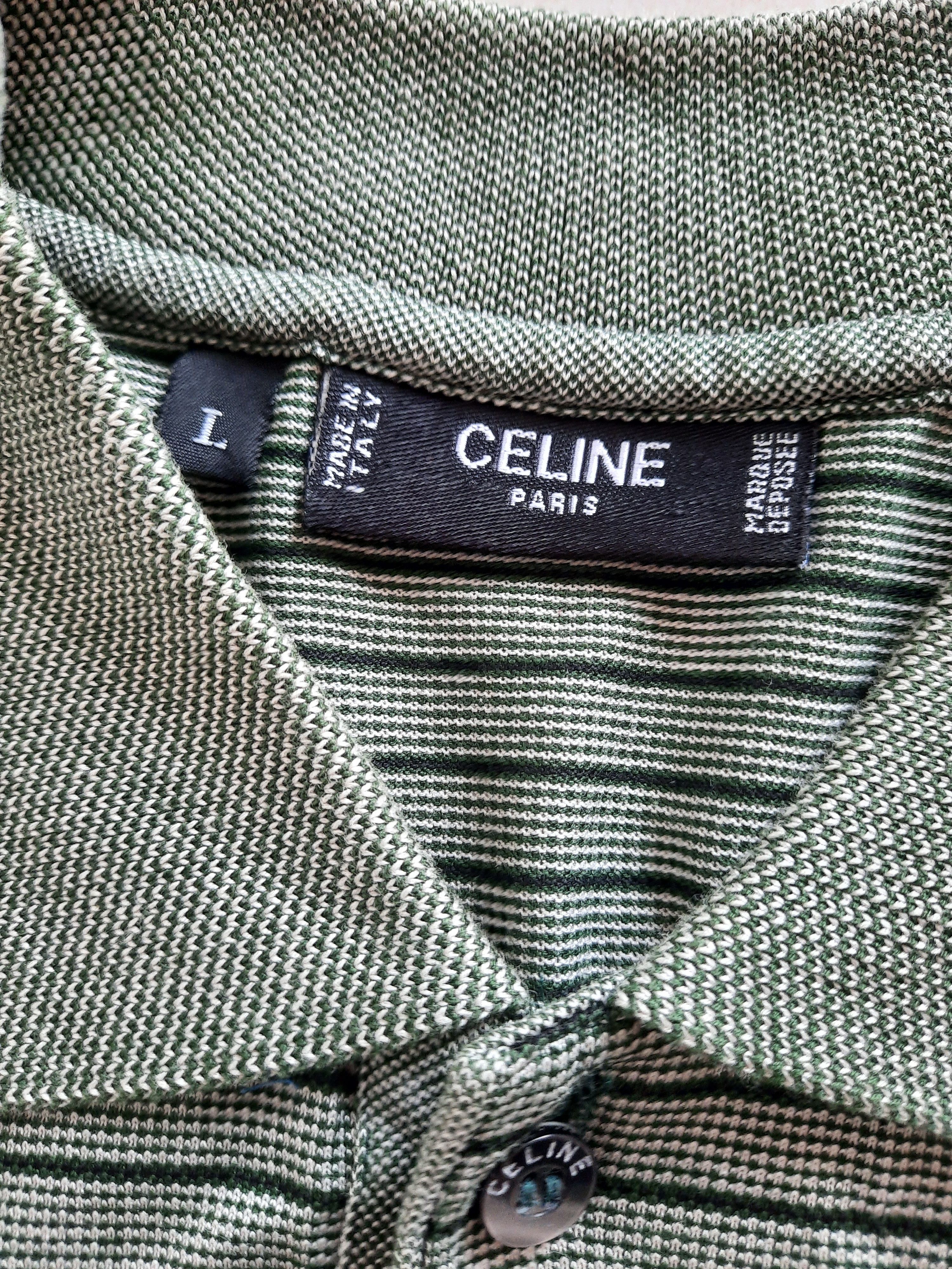 Celine × Vintage Vintage 80s Celine Striped Pocket Logo Embroidered Polos Size US L / EU 52-54 / 3 - 4 Thumbnail