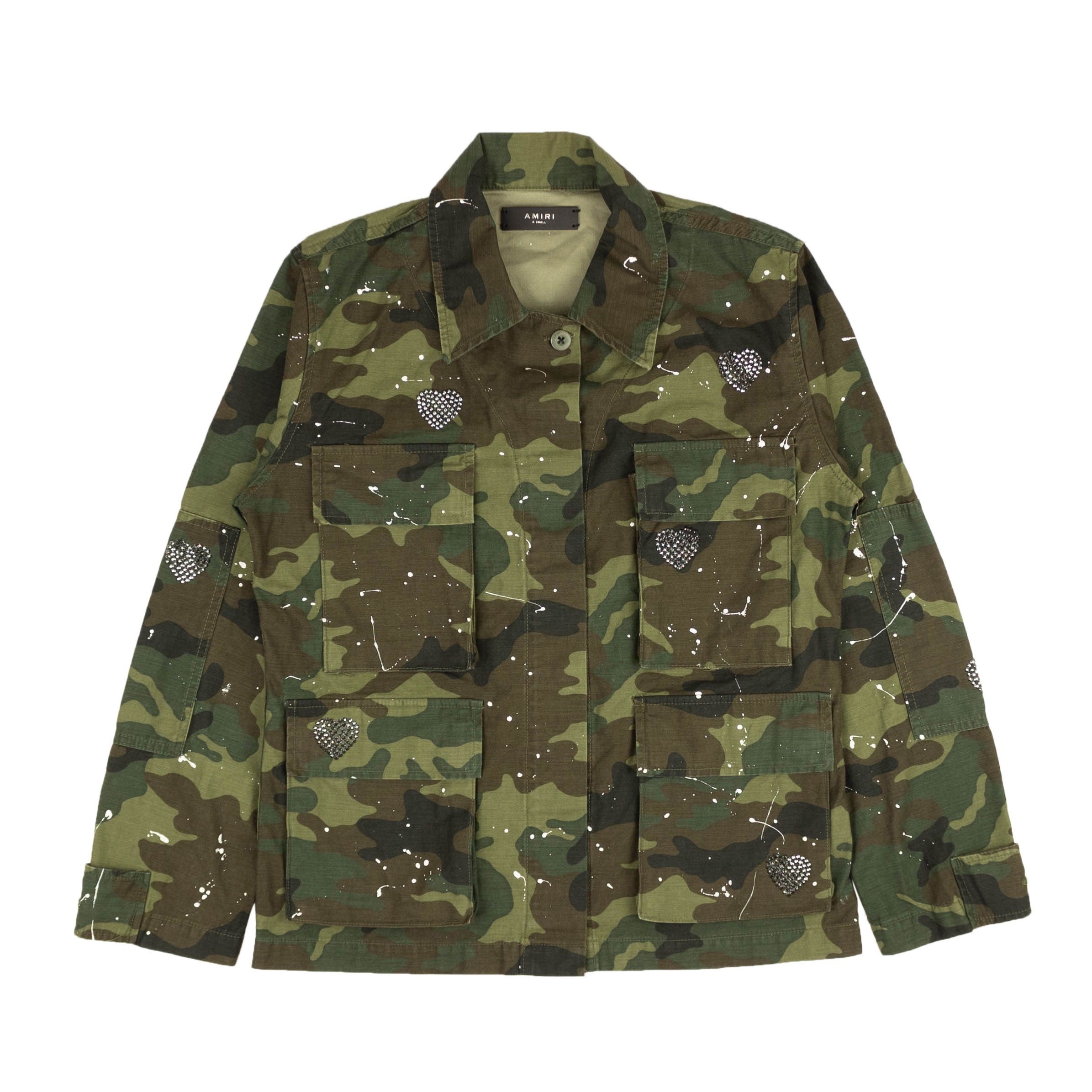 Image of Amiri Green Camo Crystal Field Jacket Size Xs, Women's