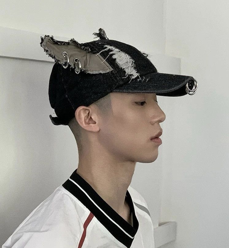 Japanese Brand Avant garde chunky dog ear distressed raw denim cap Size ONE SIZE - 10 Thumbnail