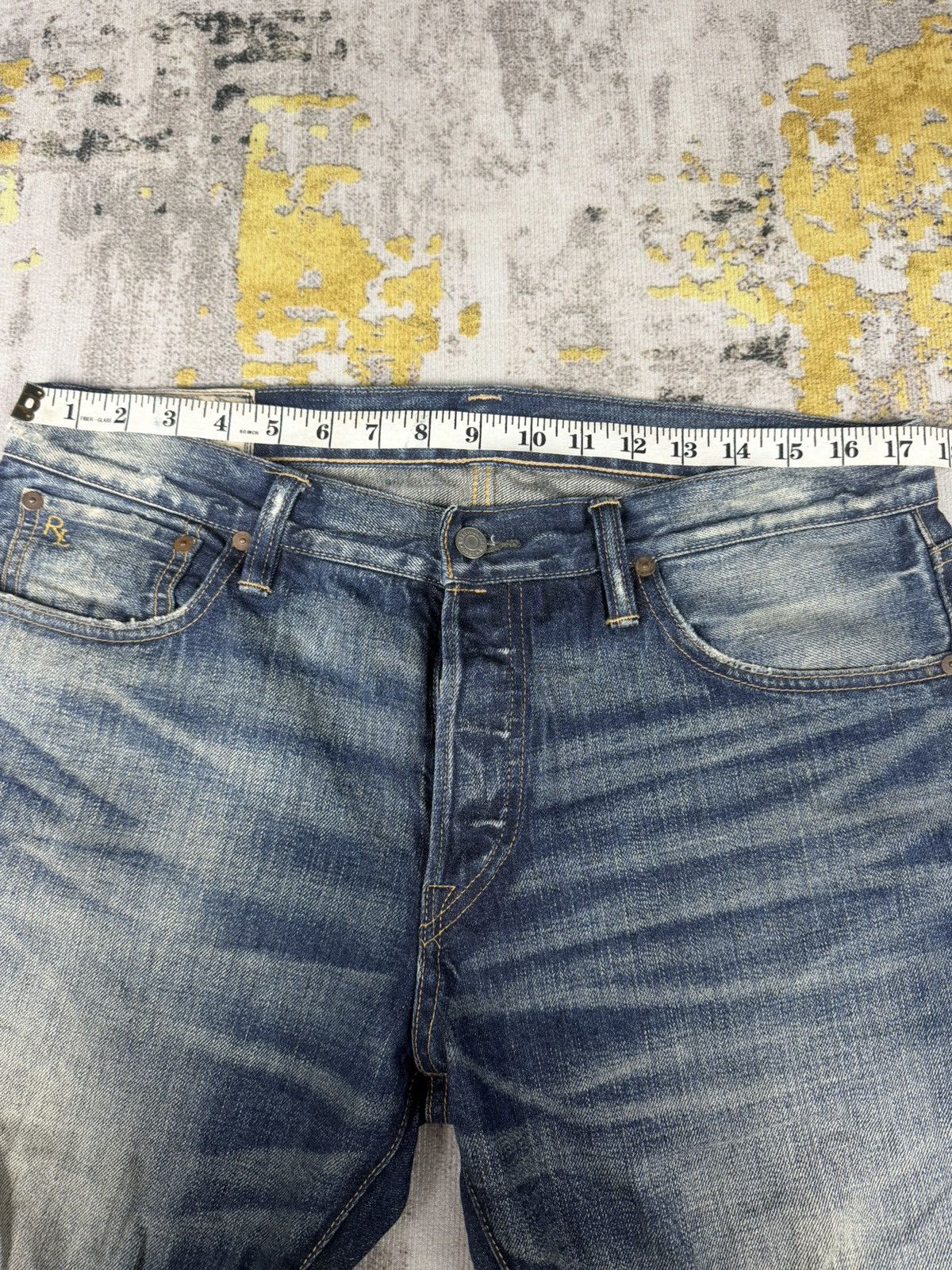 RRL Ralph Lauren Polo Ralph Lauren Distressed Varick Slim Mudwash Jeans Size US 34 / EU 50 - 12 Thumbnail
