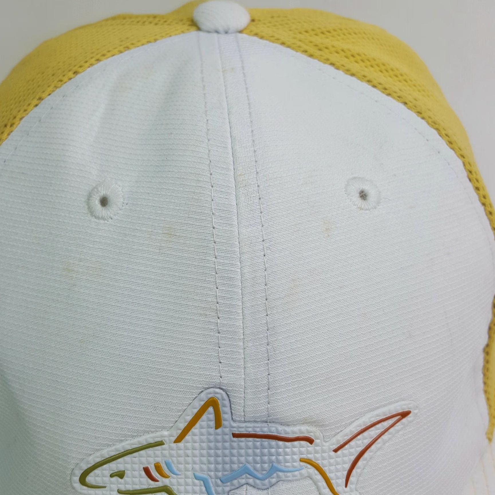 Vintage VINTAGE Greg Norman Golf Stretch One Size Hat Shark Attack Baseball Cap VTG Yellow Mens Size ONE SIZE - 5 Thumbnail