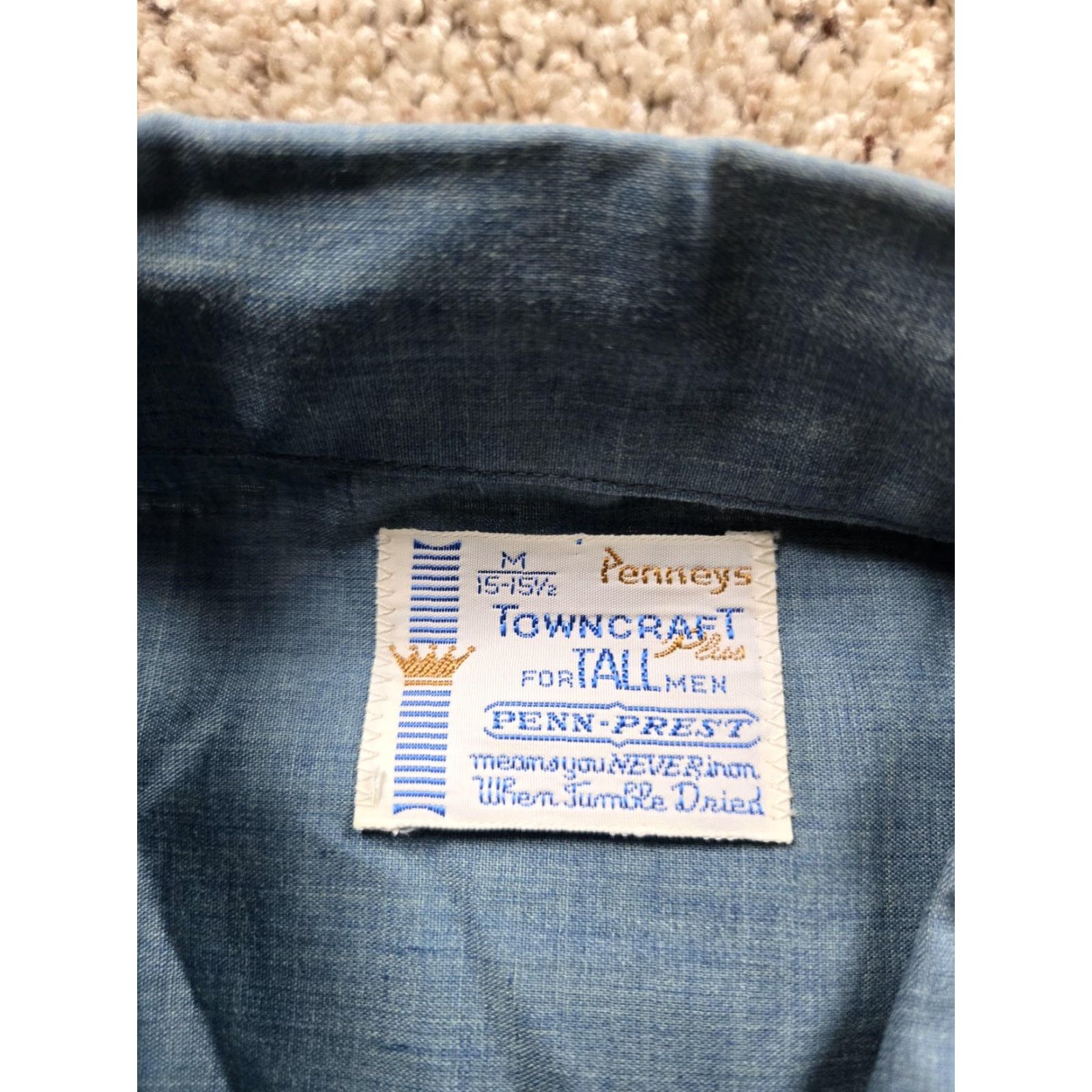 Vintage VINTAGE TownCraft Shirt Mens Medium Blue Long Sleeve Loop Collar Pockets 60s Rockabilly Size US M / EU 48-50 / 2 - 5 Thumbnail