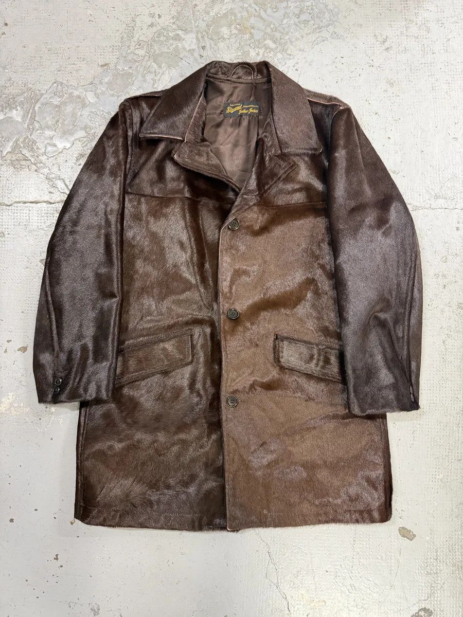 Vintage 1990s Archive Brown Pony Hair Leather Long Coat Size US M / EU 48-50 / 2 - 1 Thumbnail