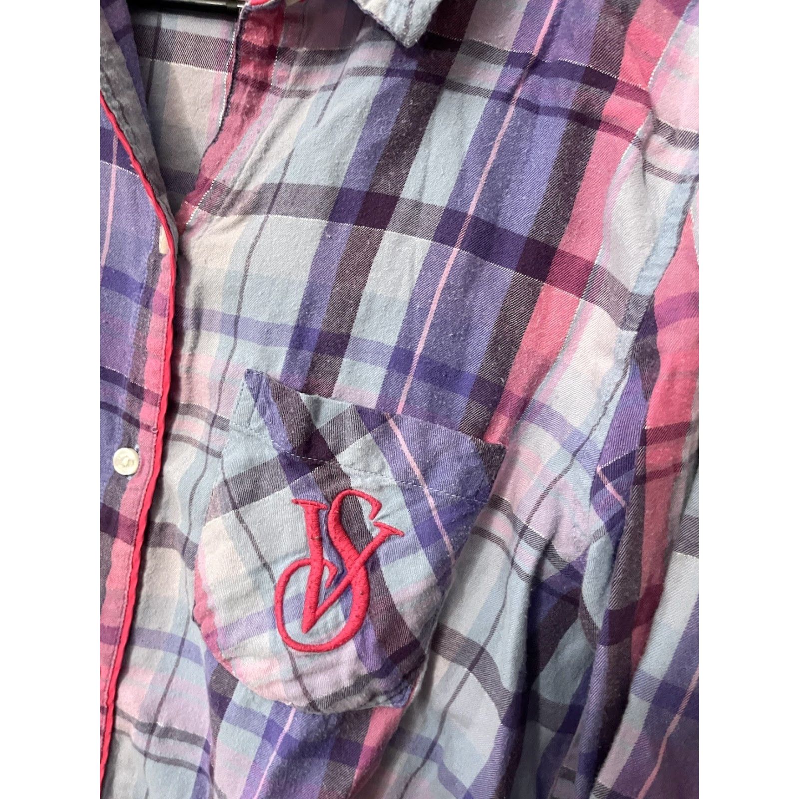 Victoria's Secret Victoria's Secret Pajama Top Women’s Sleepshirt Small Blue Plaid Long Sleeve Christmas Holiday Size S / US 4 / IT 40 - 4 Thumbnail