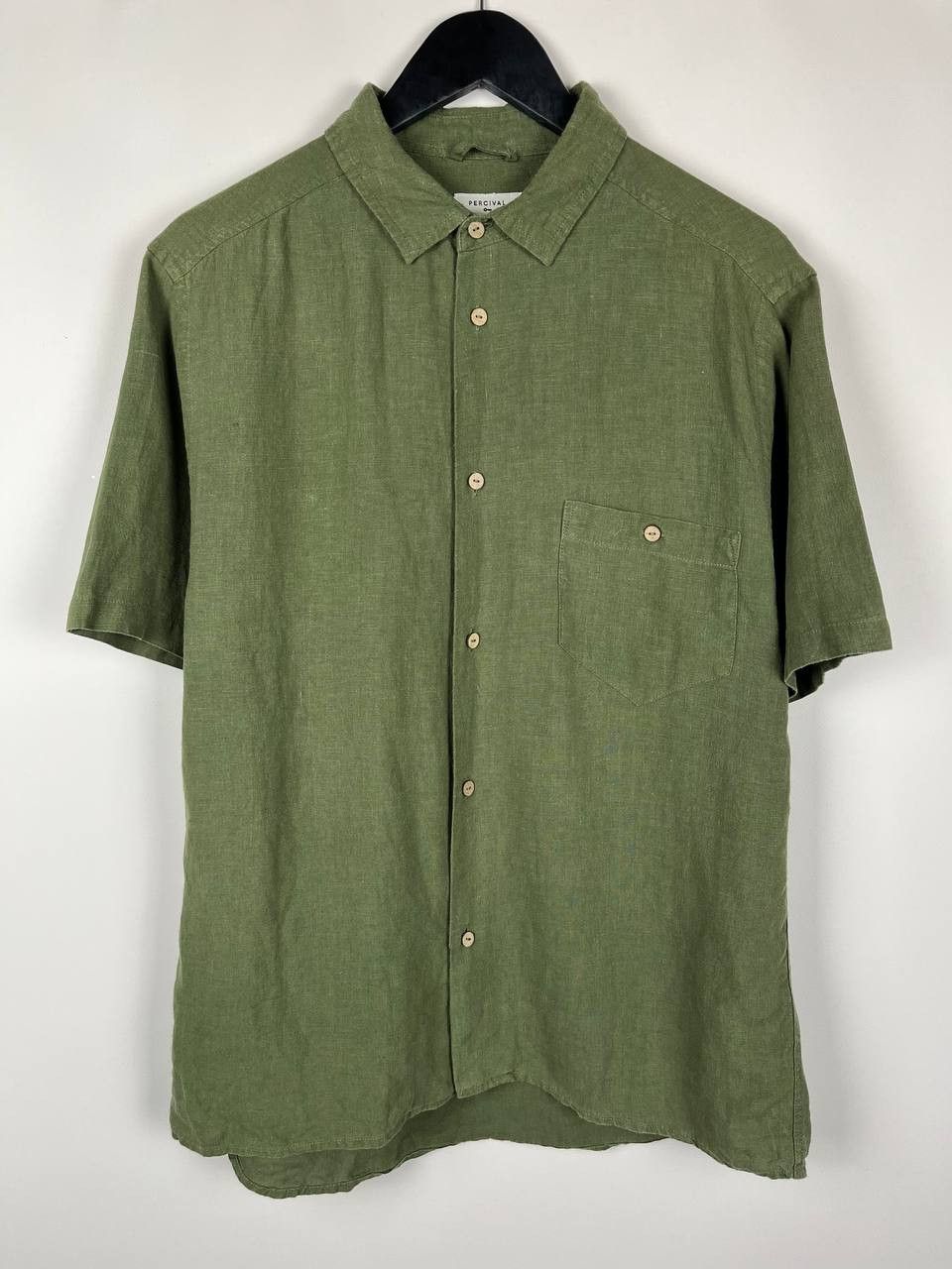 Percival Percival Men's 100% Linen Short Sleeve Shirt Size US M / EU 48-50 / 2 - 1 Thumbnail