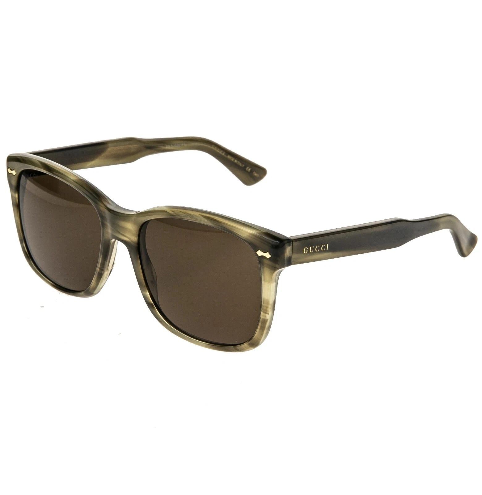 Gucci GUCCI GG0050S 0050 Classic Square Brown Horn Sunglass 003 Size ONE SIZE - 4 Thumbnail