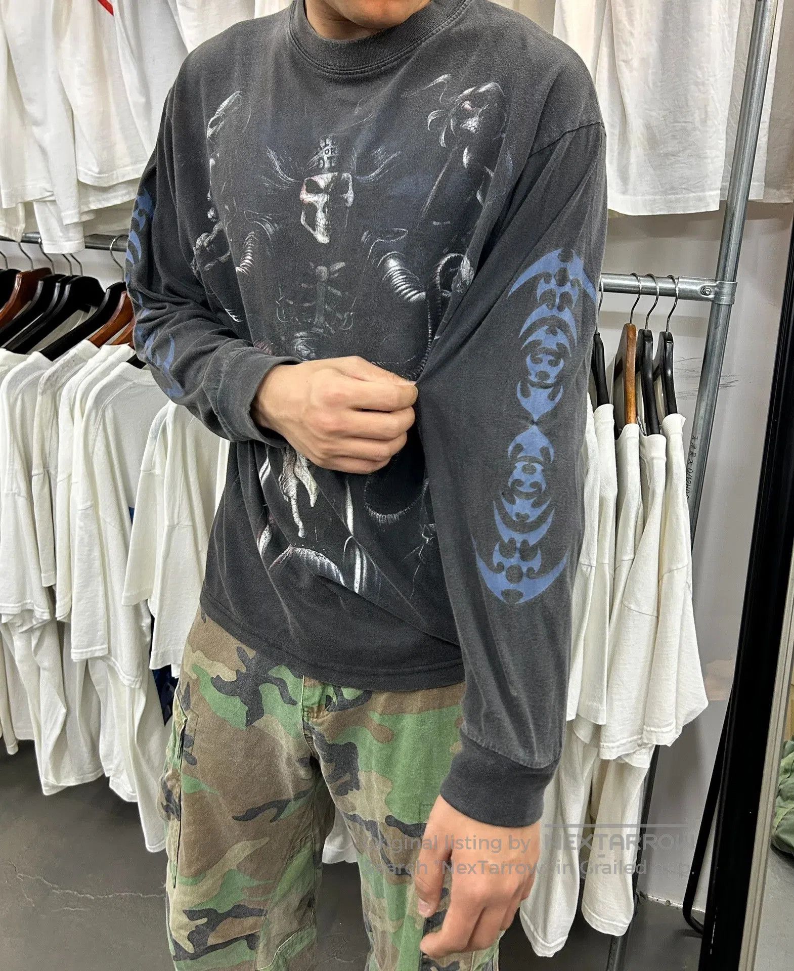 Vintage Vintage 90s Skull Motorcycle Long Sleeve Tee. Size US M / EU 48-50 / 2 - 4 Thumbnail