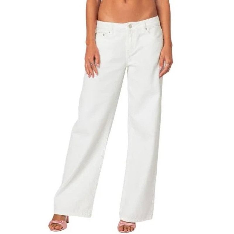 Other edikted Off-White Slouchy Gen Z Mid-Rise Wide Leg Jeans Size 28" / US 6 / IT 42 - 6 Thumbnail