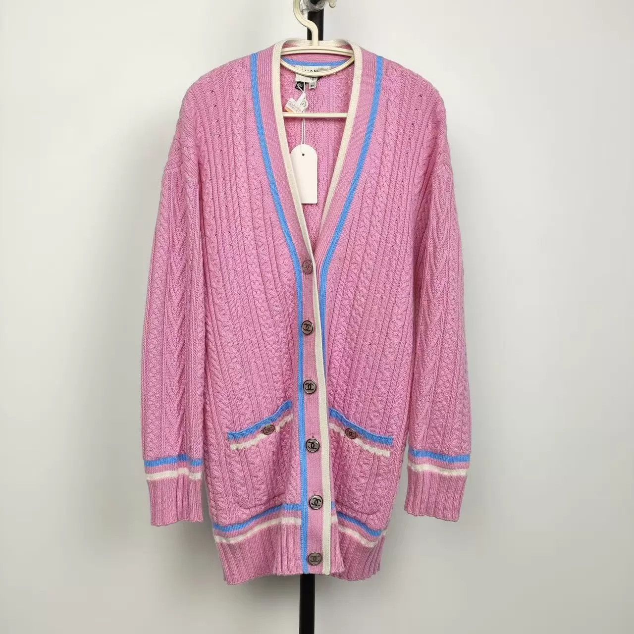 トップス CHANEL coco mark ringer knit sweater Chanel CHANEL 02s Coco Mark Ringer Knit Top Sweater Short Sleeve