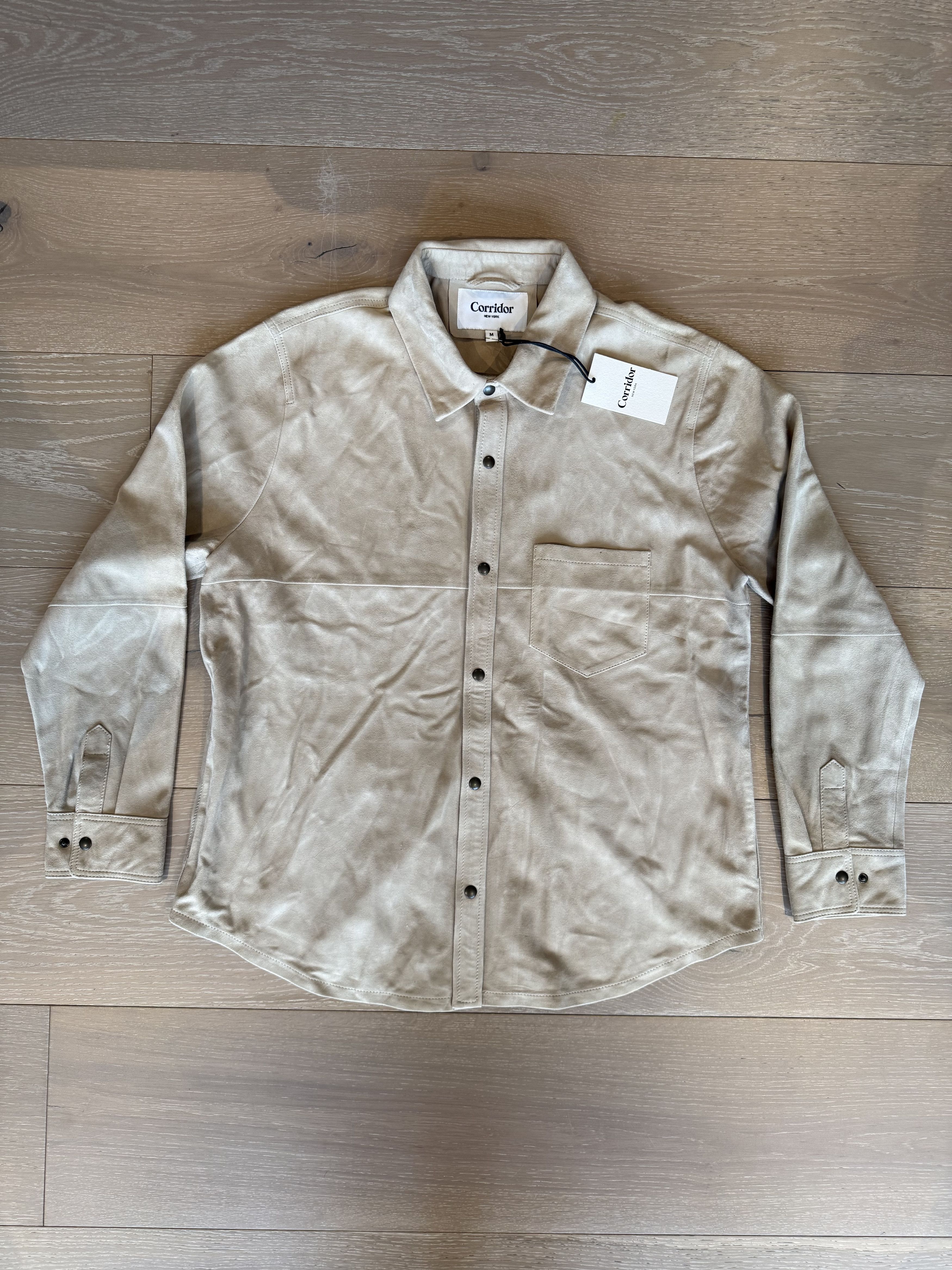 Corridor 💚 Corridor NYC Goat Suede Snap Shirt Natural Medium NEW Size US M / EU 48-50 / 2 - 4 Thumbnail