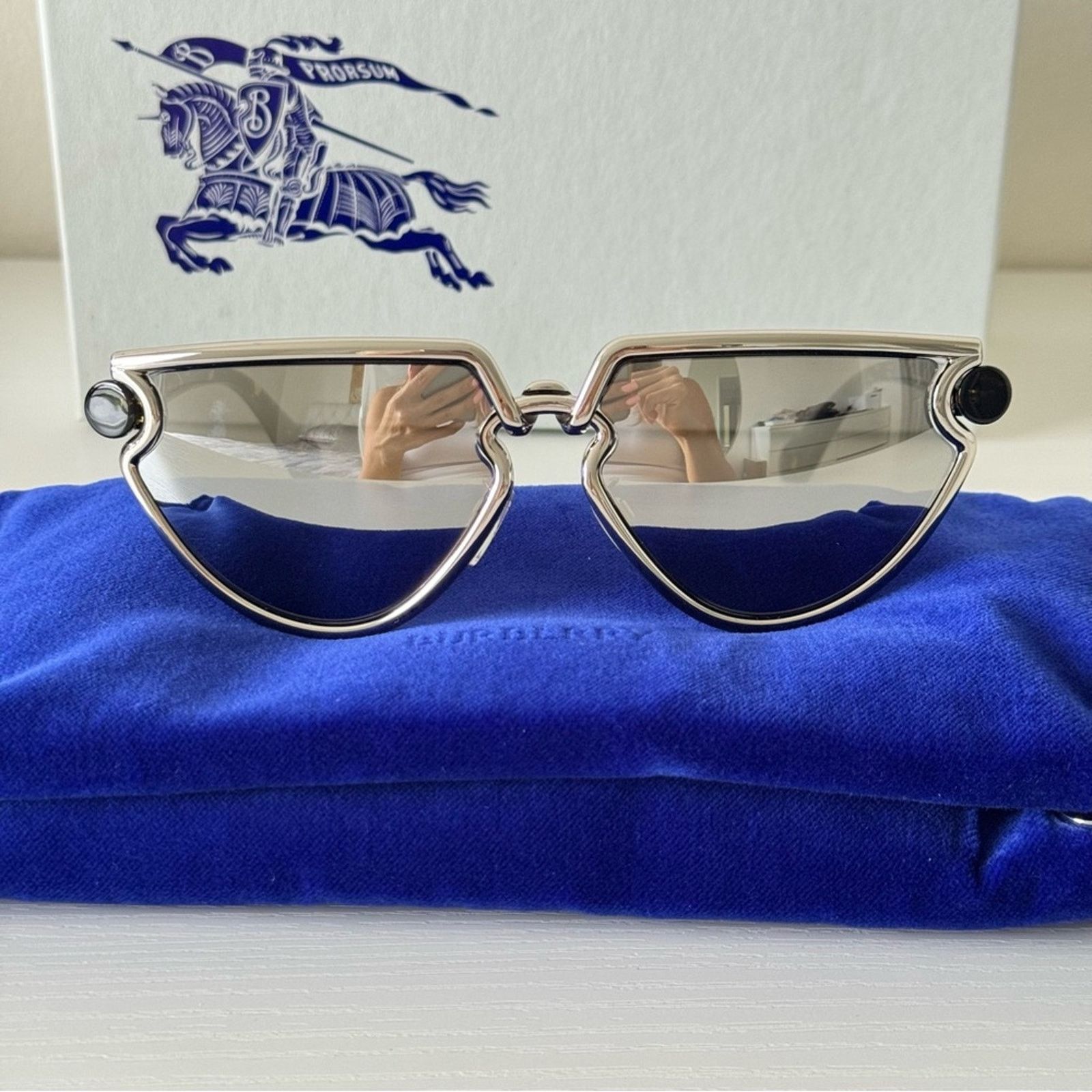 Burberry New Burberry Sunglasses B3152 10056G Silver Mirror Authentic Size ONE SIZE - 4 Thumbnail