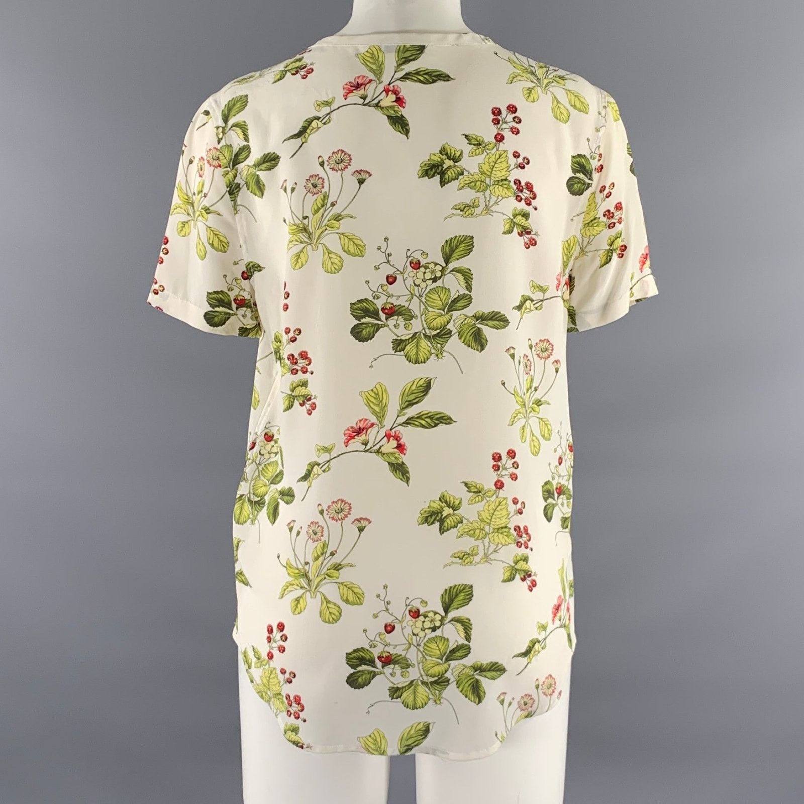Equipment EQUIPMENT Size XS Indigo Green Silk Floral Casual Top Size XS / US 0-2 / IT 36-38 - 3 Thumbnail