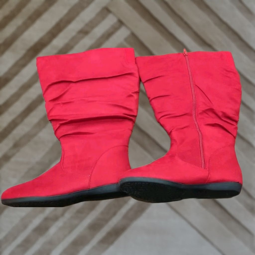Vintage Dominique Nicole Kathy Red Suede Boots Size 9.5 Wide Lorelei Women's Boots Size US 10 / IT 40 - 1 Thumbnail